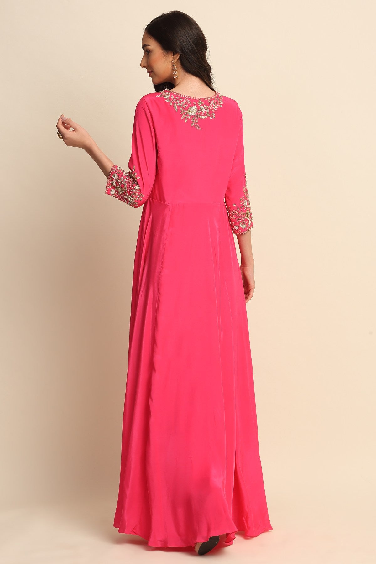 Fuchsia Front Open Kurta Set