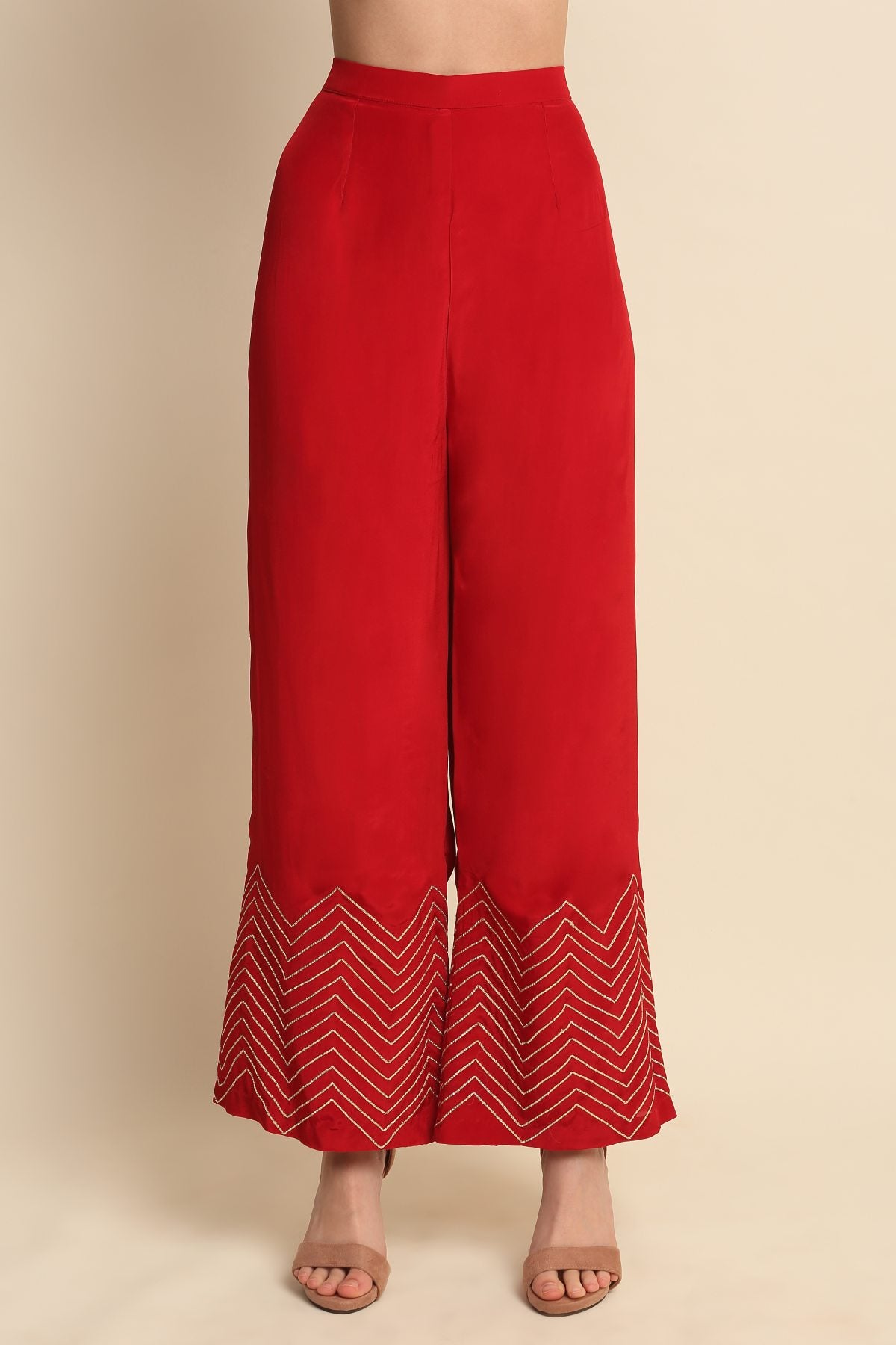 Red Sequins Front Open Kurta Set