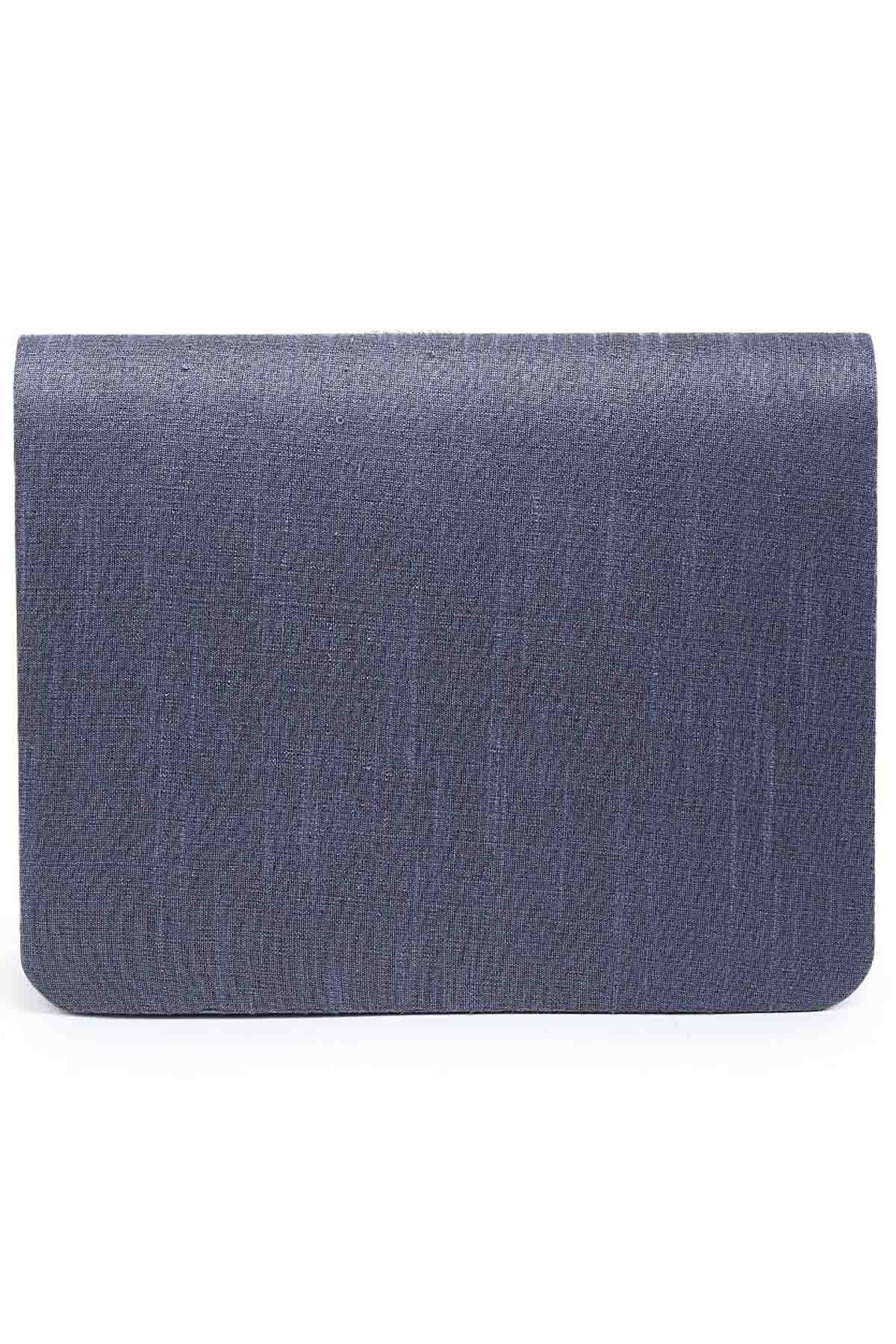 Grey Raw Silk Toucan Clutch