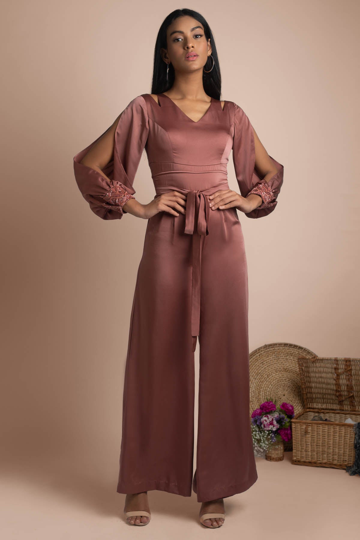 Shoulder Slit Jumpsuit