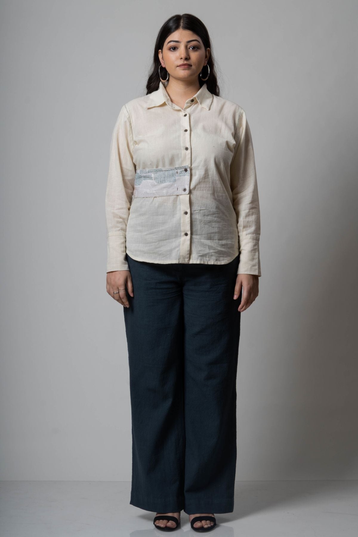 Buy Designer Side Belted Cotton Shirt By Lafaani