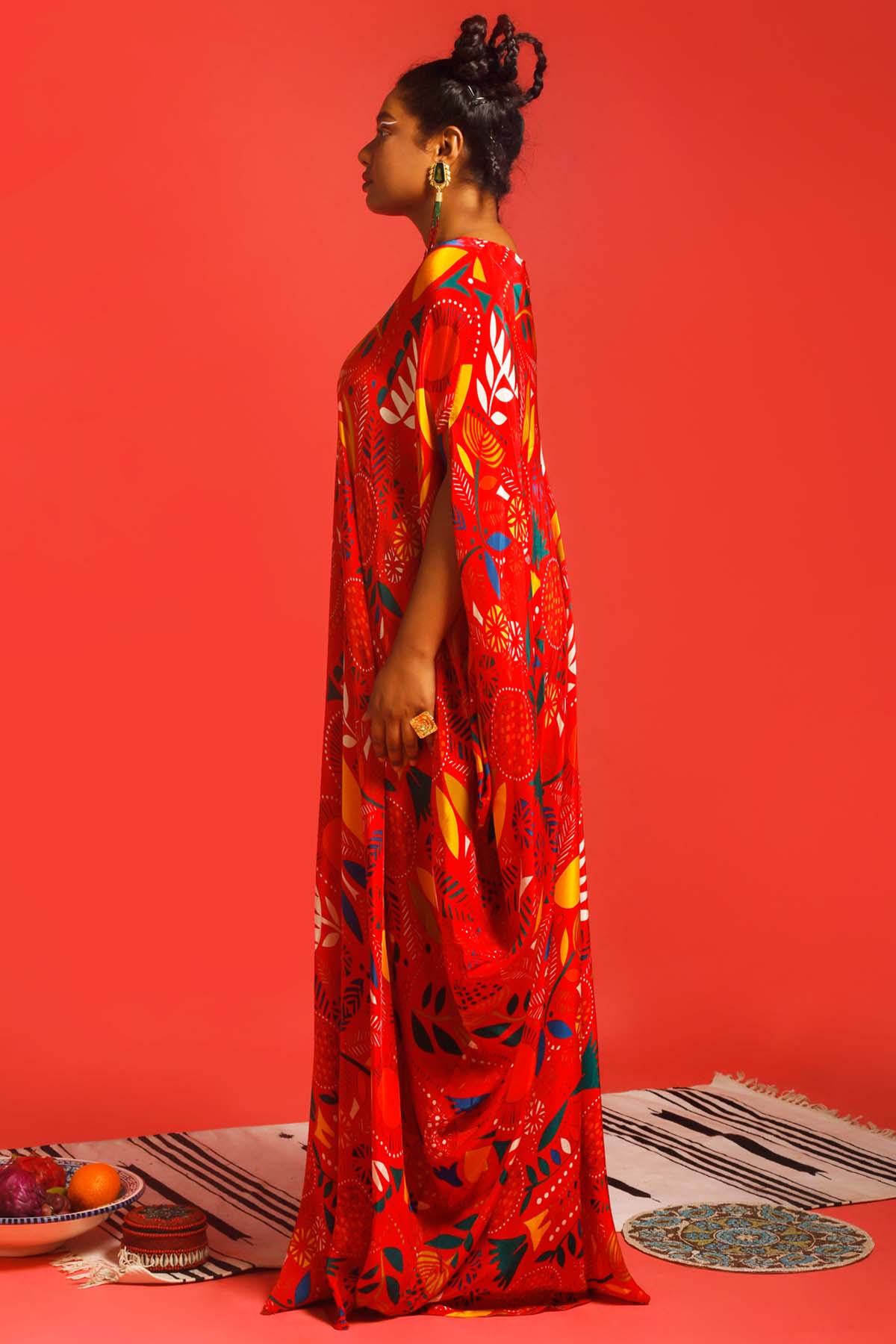 Side Draped Natural Crepe Dress