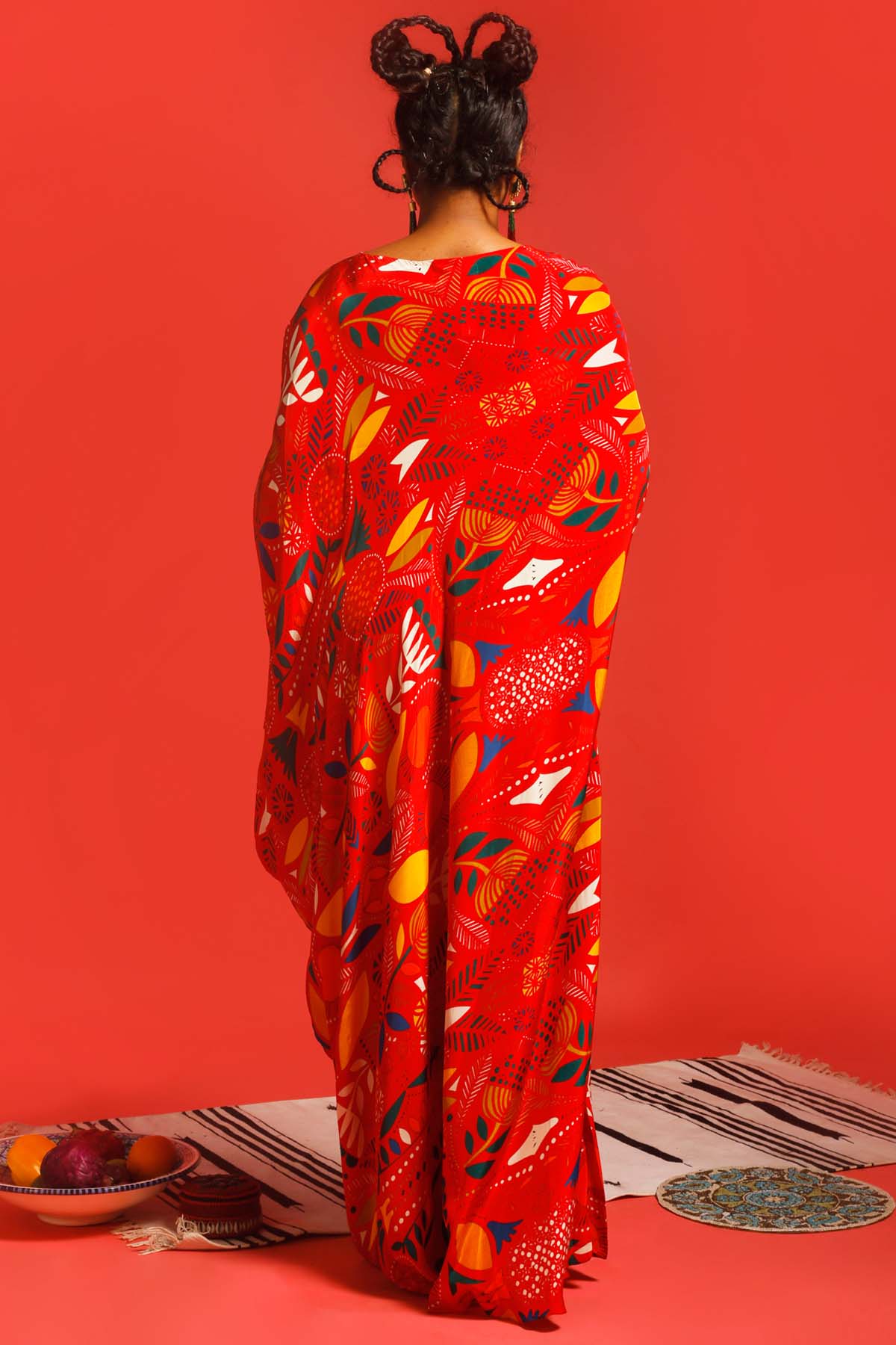 Side Draped Natural Crepe Dress