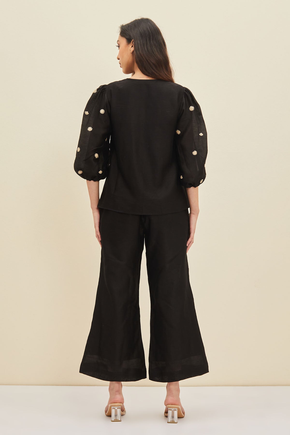 Black Side Seam Flared Pants