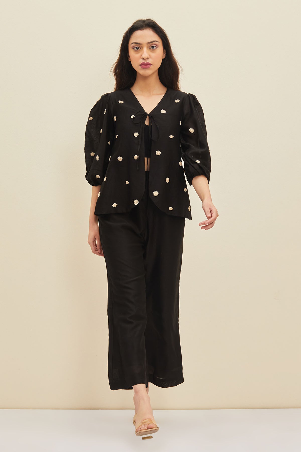 Black Side Seam Flared Pants