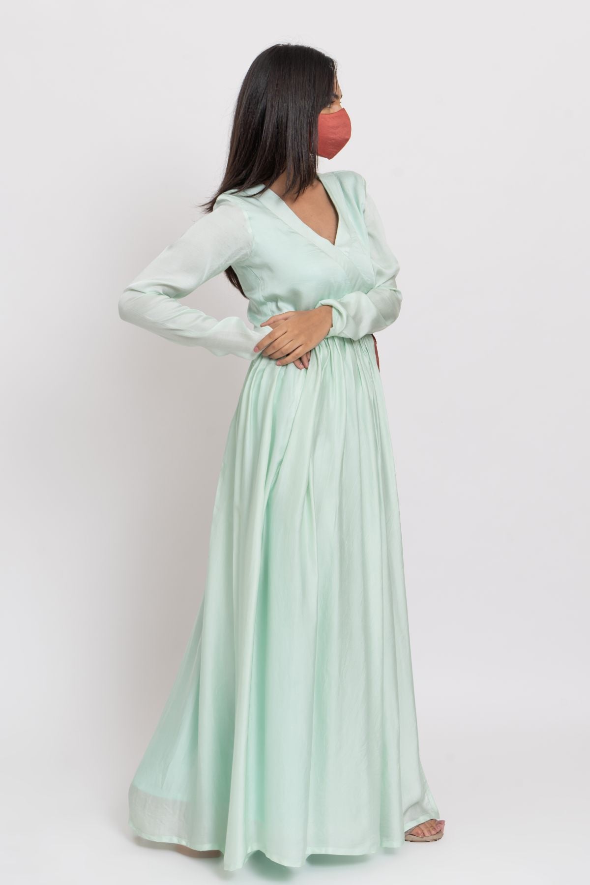 Silk Color Block Angrakha