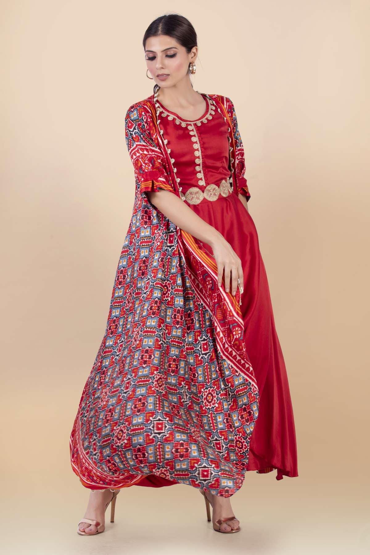 Grey Draped Dress & Long Jacket