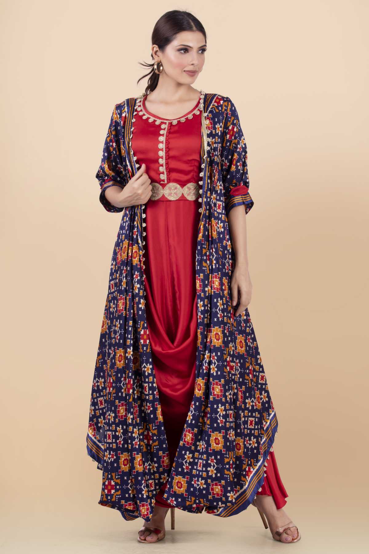 Buy Silk Draped Jacket Set for Women Online