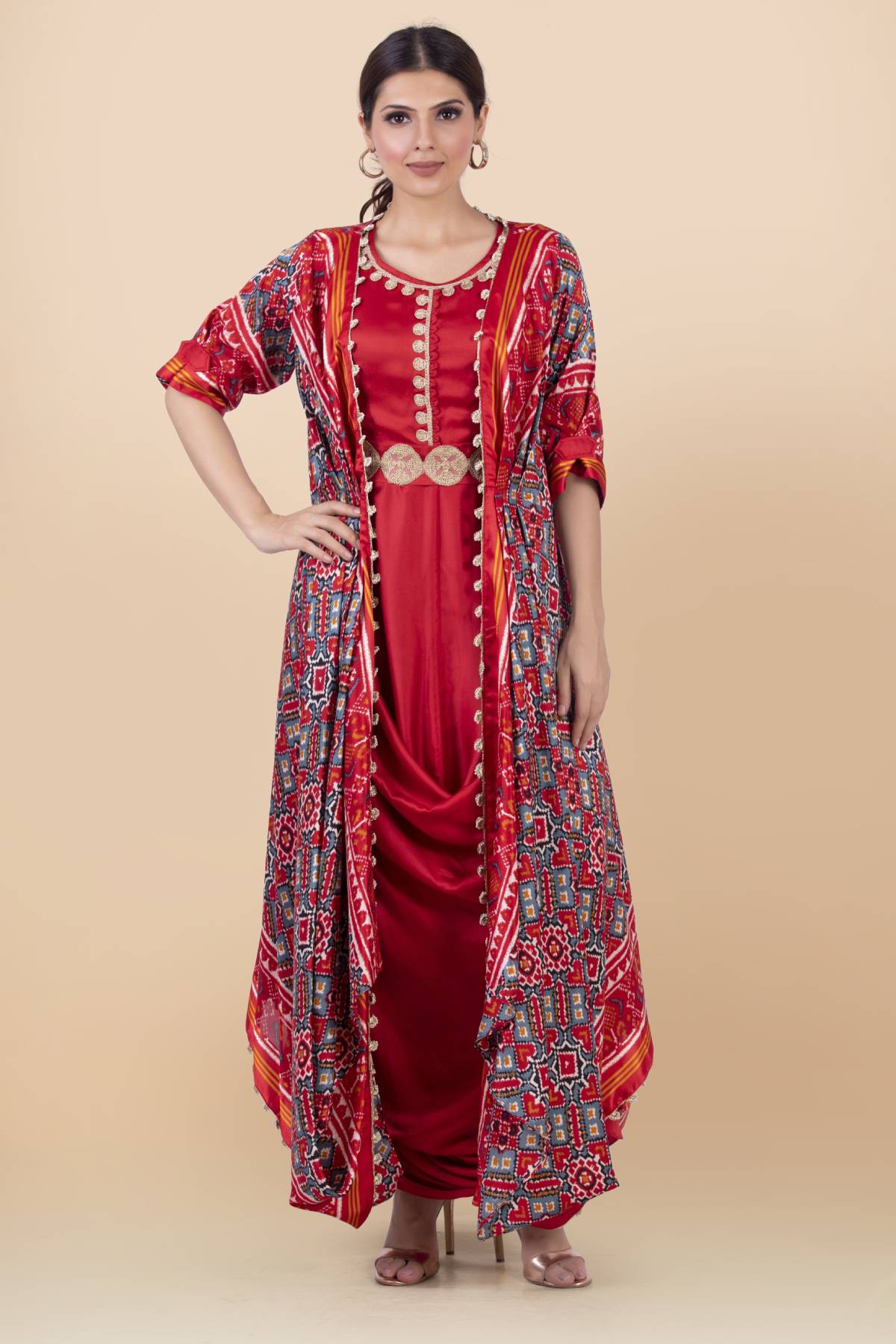 Buy Silk Draped Jacket Set for Women Online