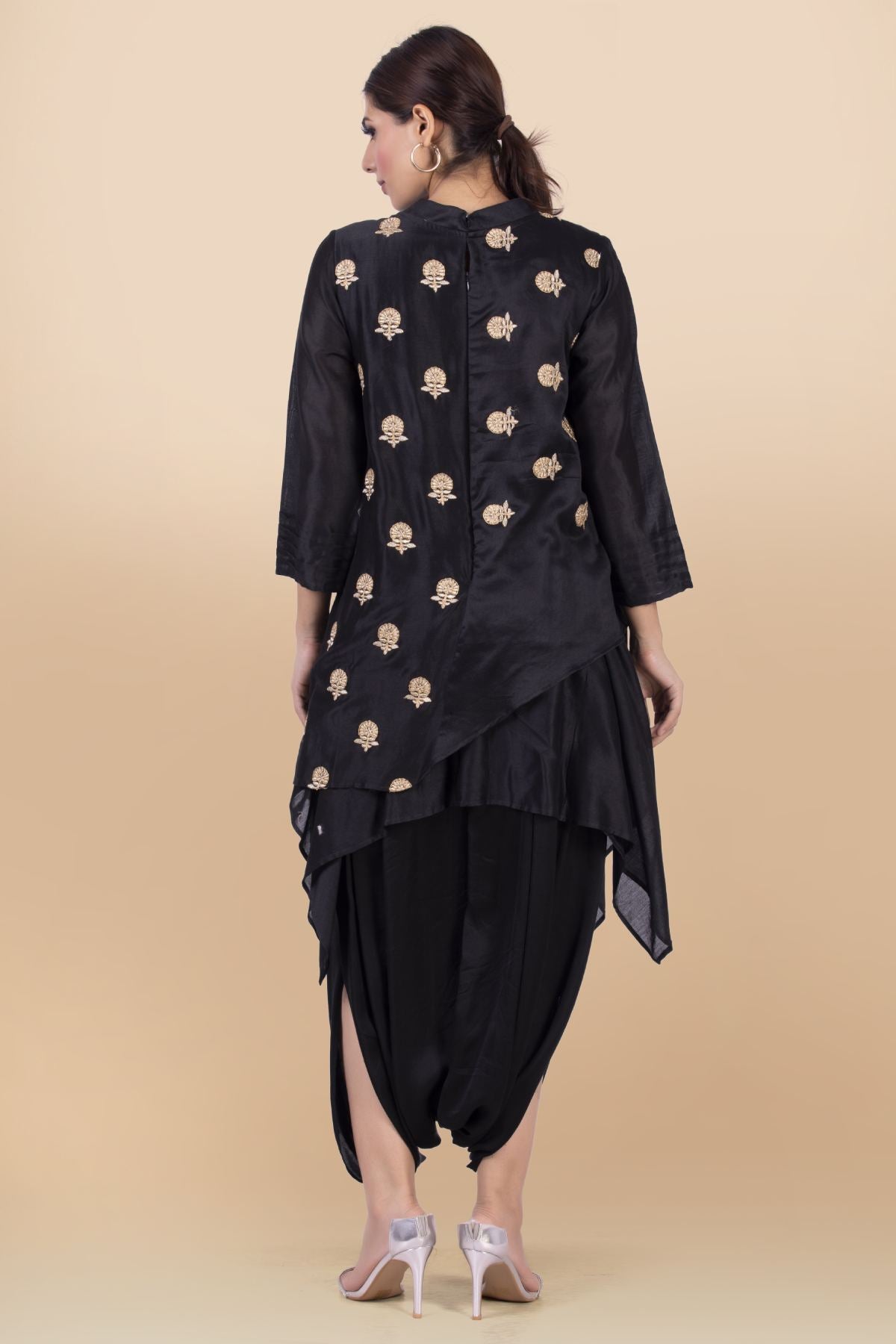 Black Asymmetric Draped Jumpsuit