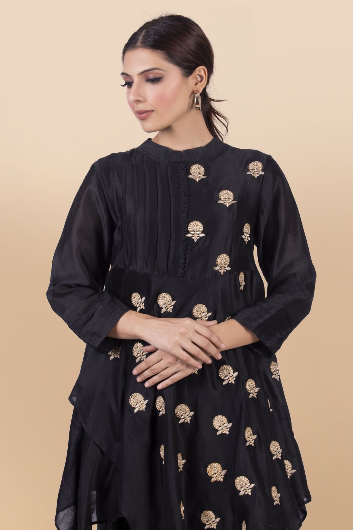 Black Asymmetric Draped Jumpsuit