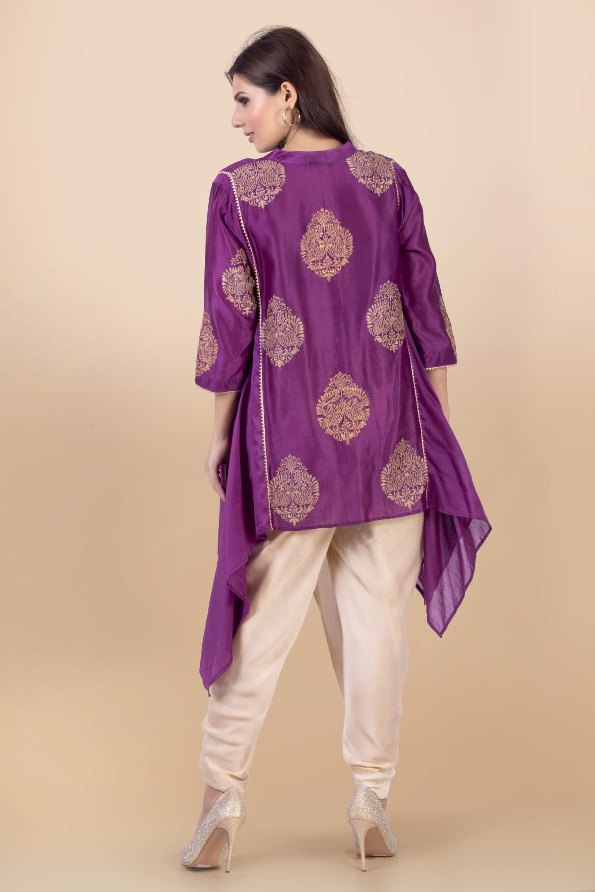 Purple Collar Kurta & Dhoti