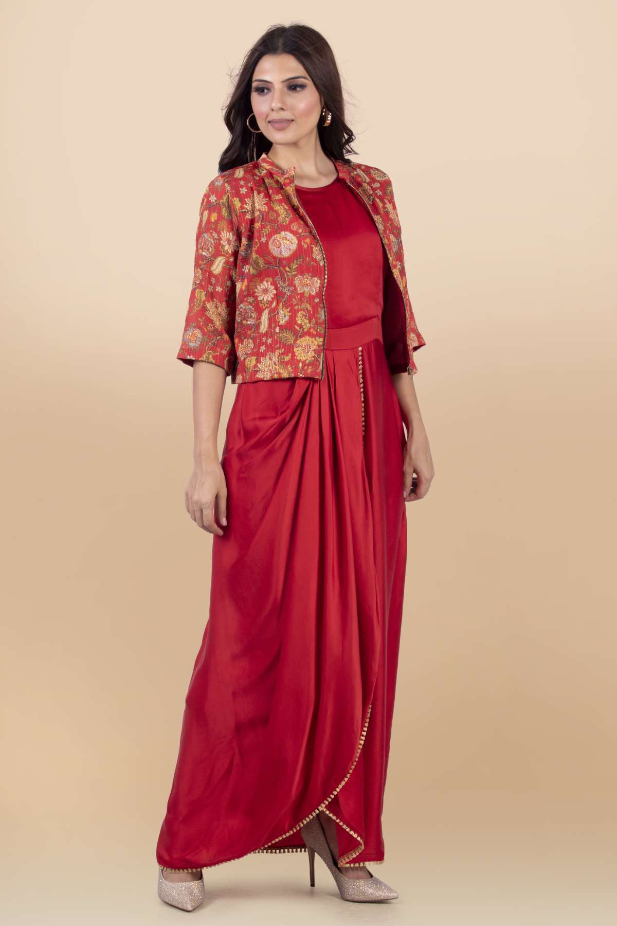 Silk Voile Print Dress Set