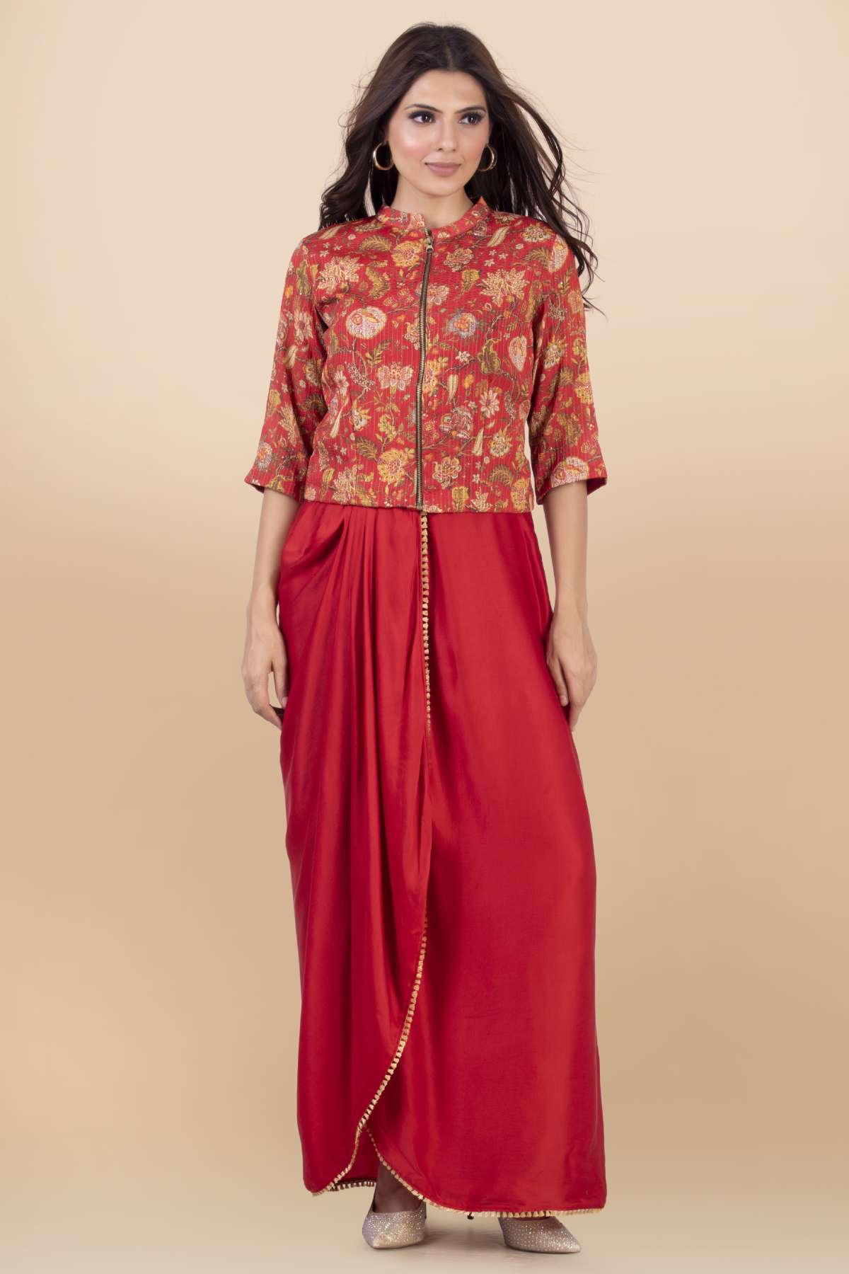 Buy Silk Voile Print Dress Set for Women Online