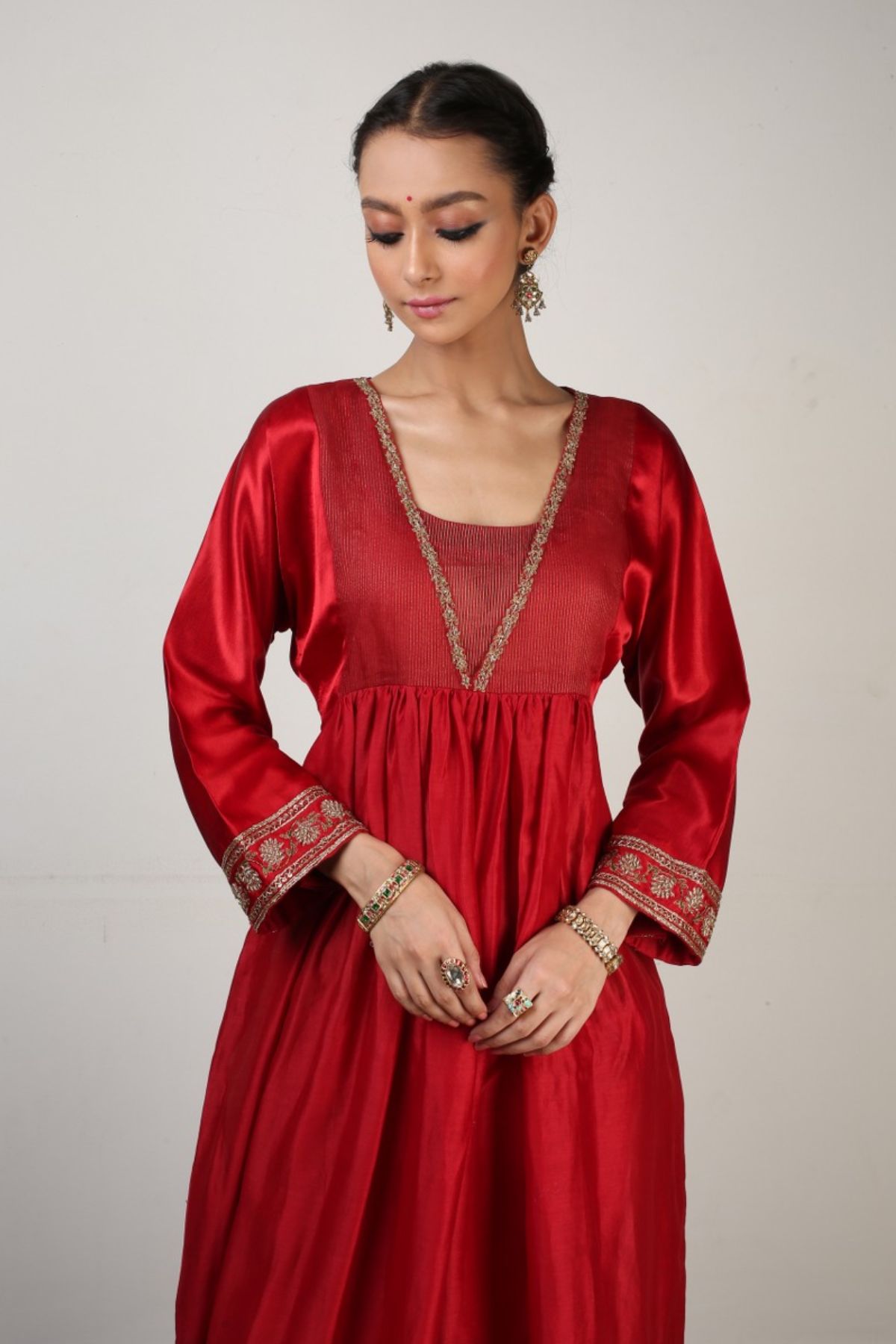 Red Aari Zardosi Kurta & Pants
