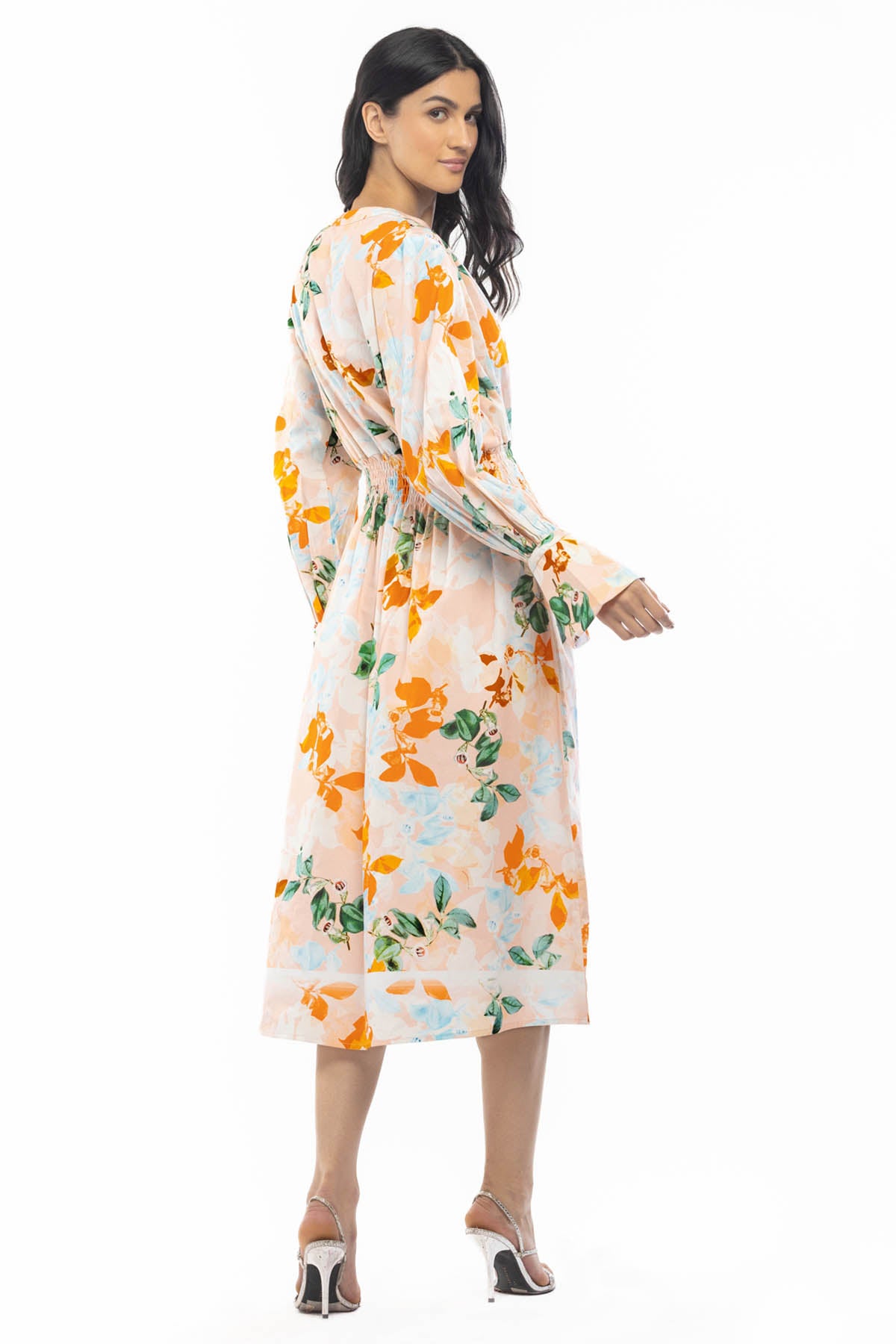 Smocked Floral Shirt Dress
