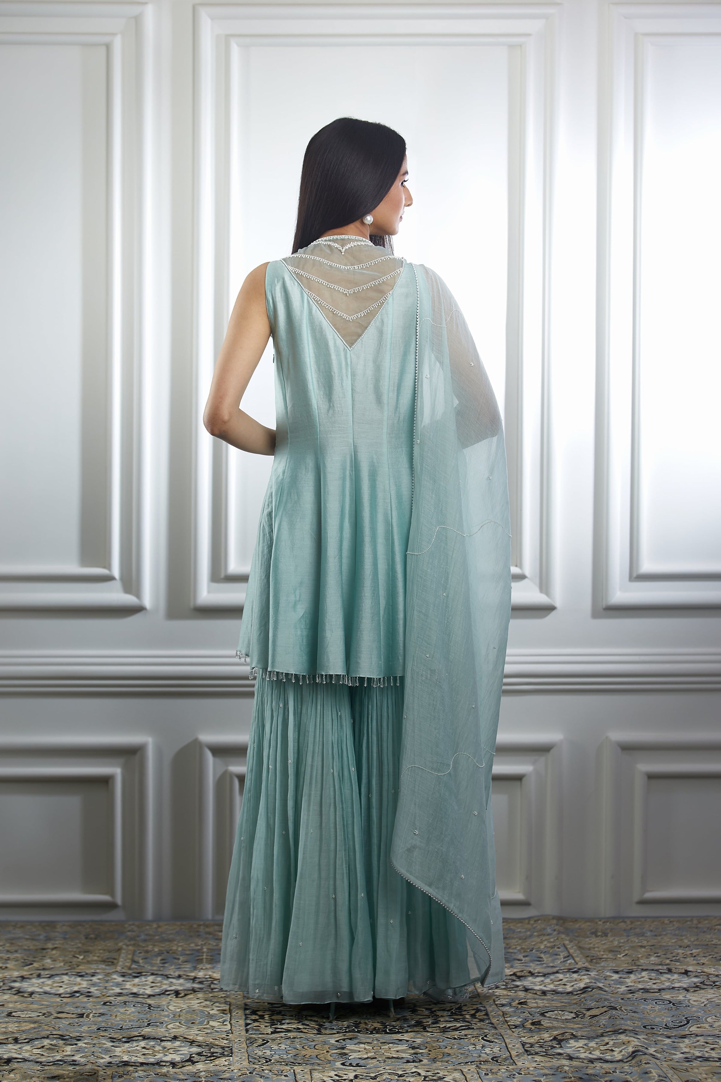 Aqua High-Low Short Kurta Set