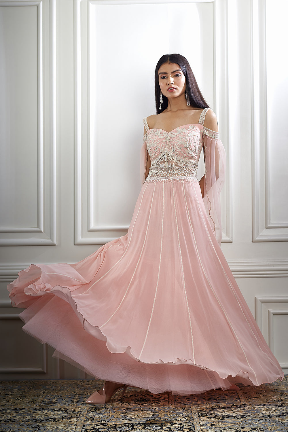 Buy Embroidered Cape Anarkali by Mandira Wirk