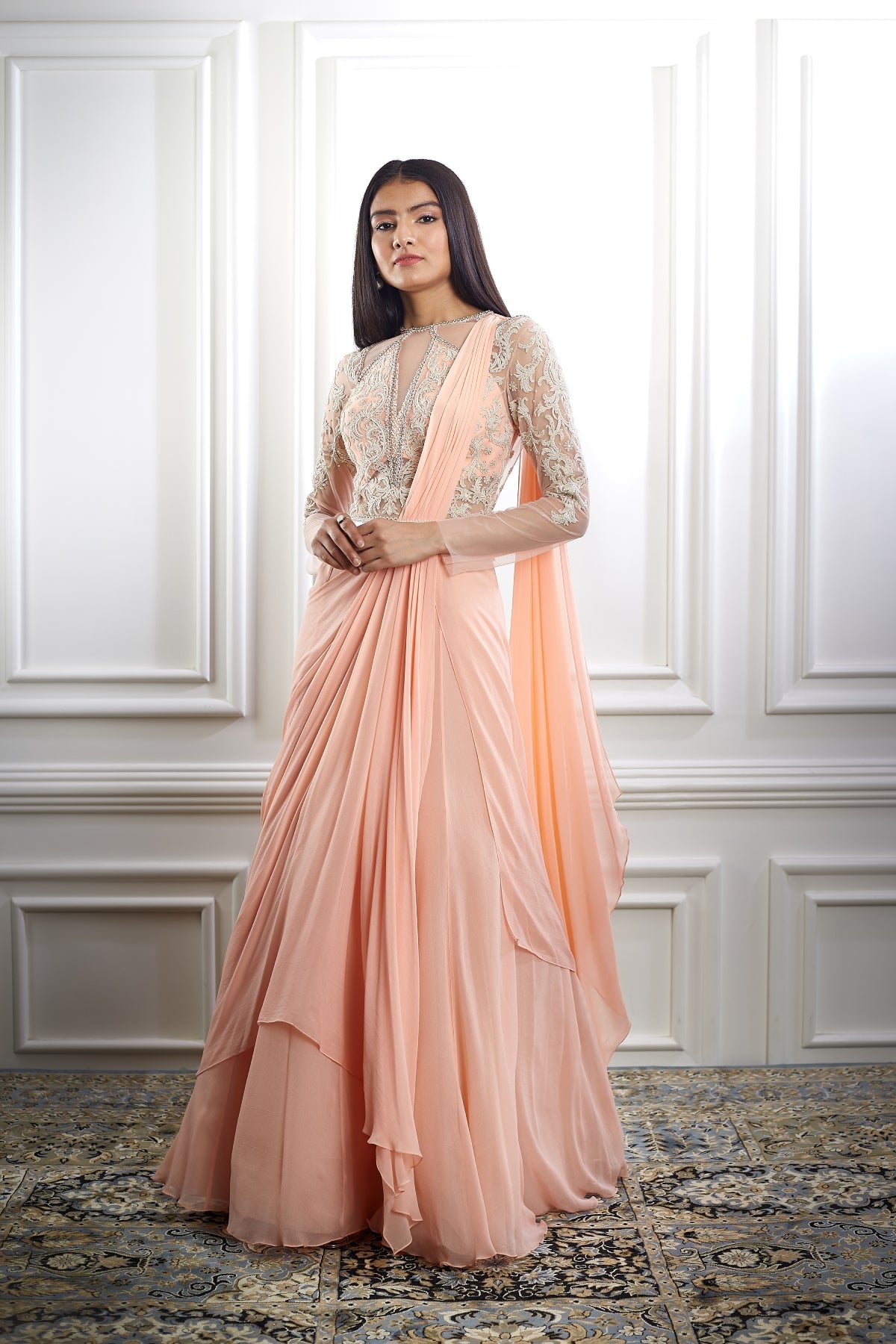 Buy Embroidery Drape Saree by Mandira Wirk