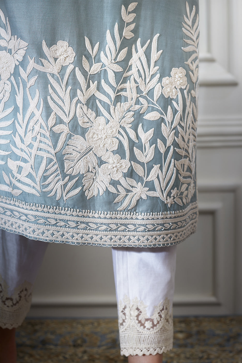 Dori Embroidered Green Kurta Set