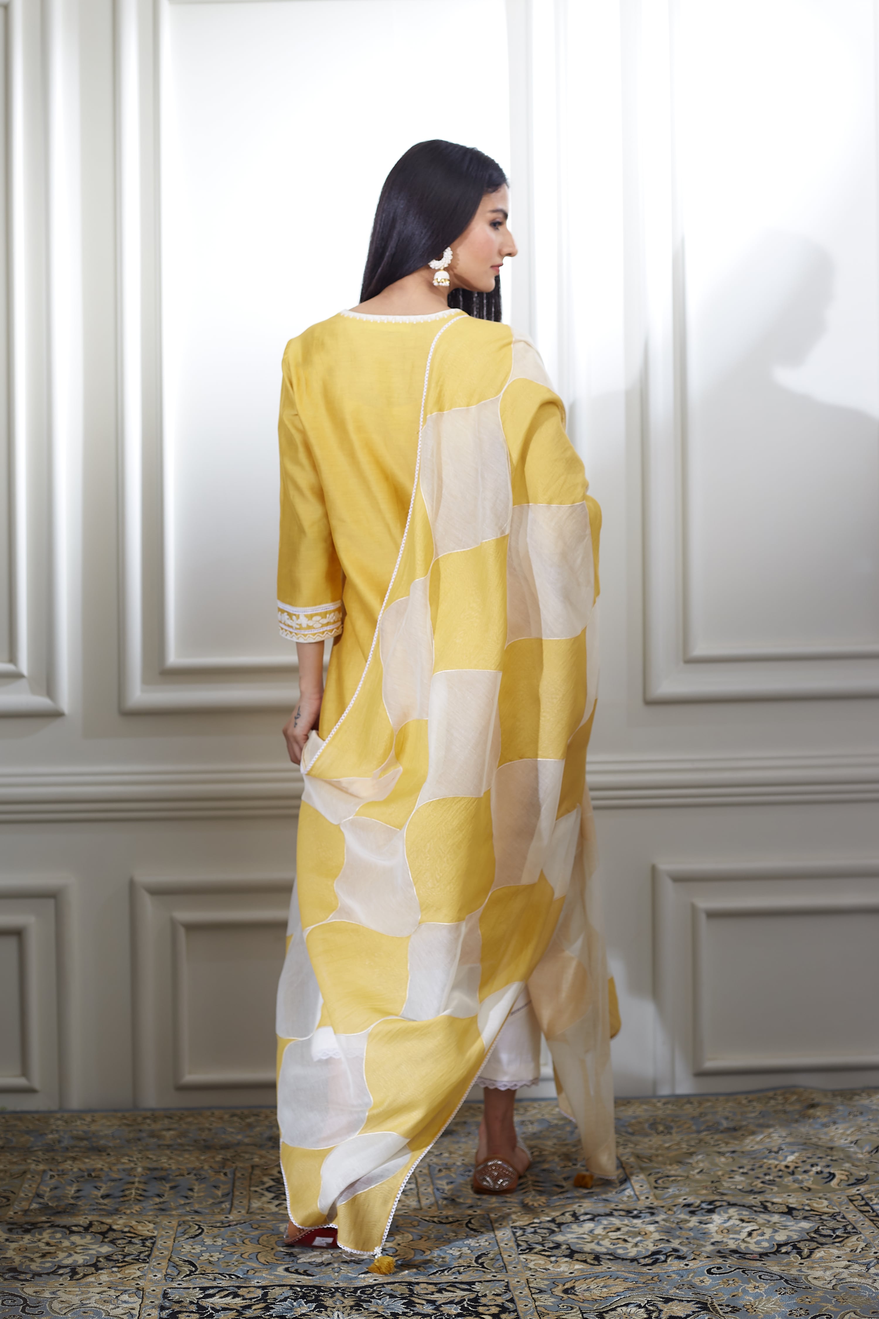 Yellow Dori Chanderi Kurta Set