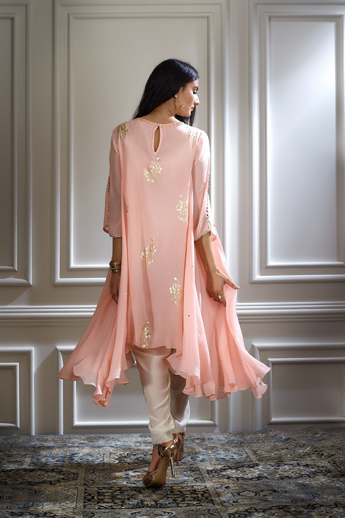 Foil Print Asymmetric Kurta Set