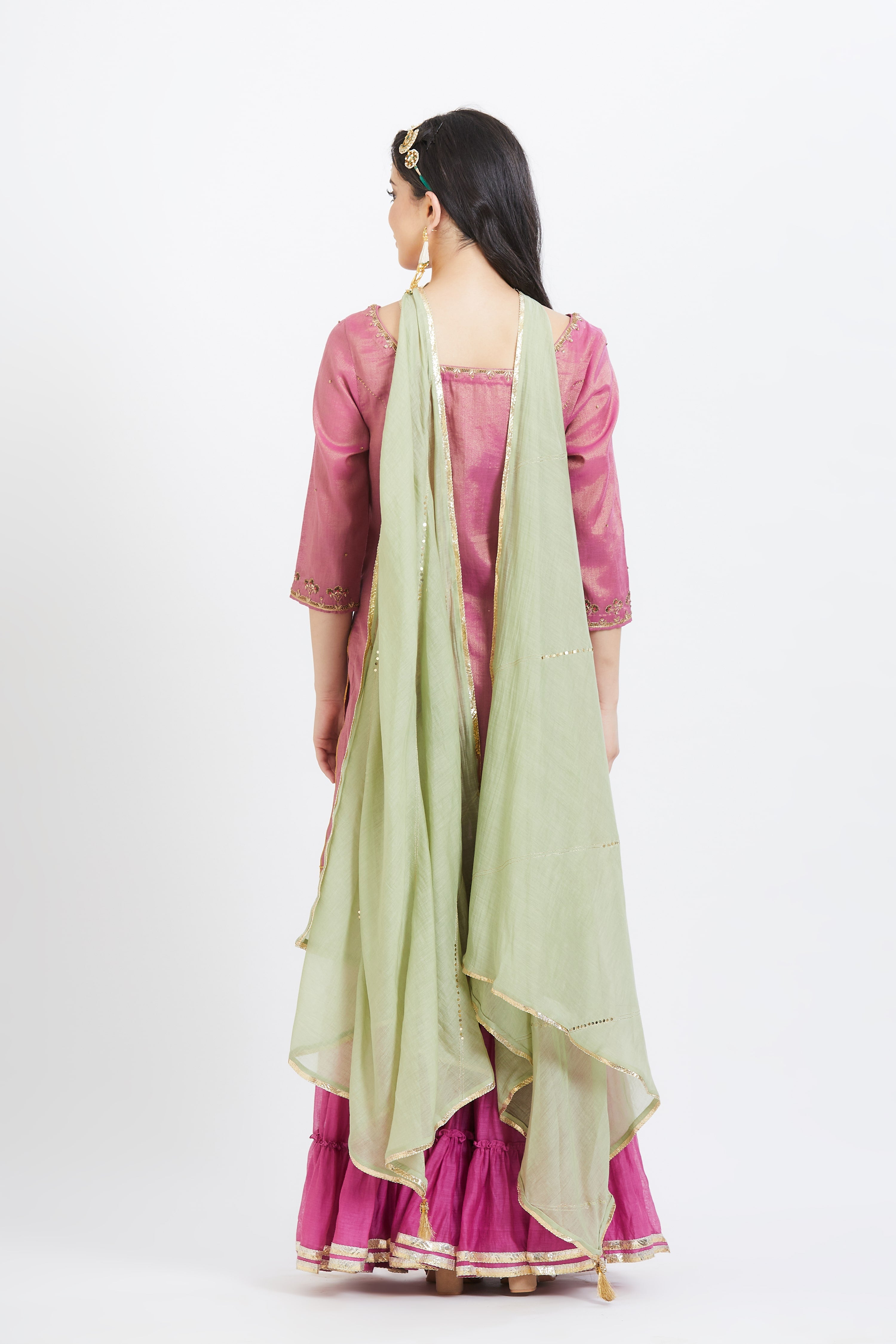 Purple Gathered Sharara Set