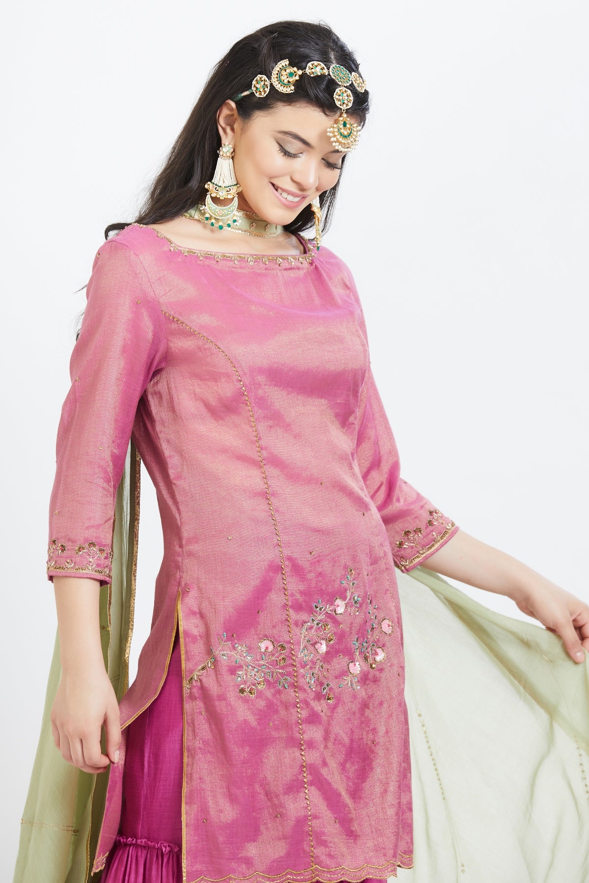 Purple Gathered Sharara Set