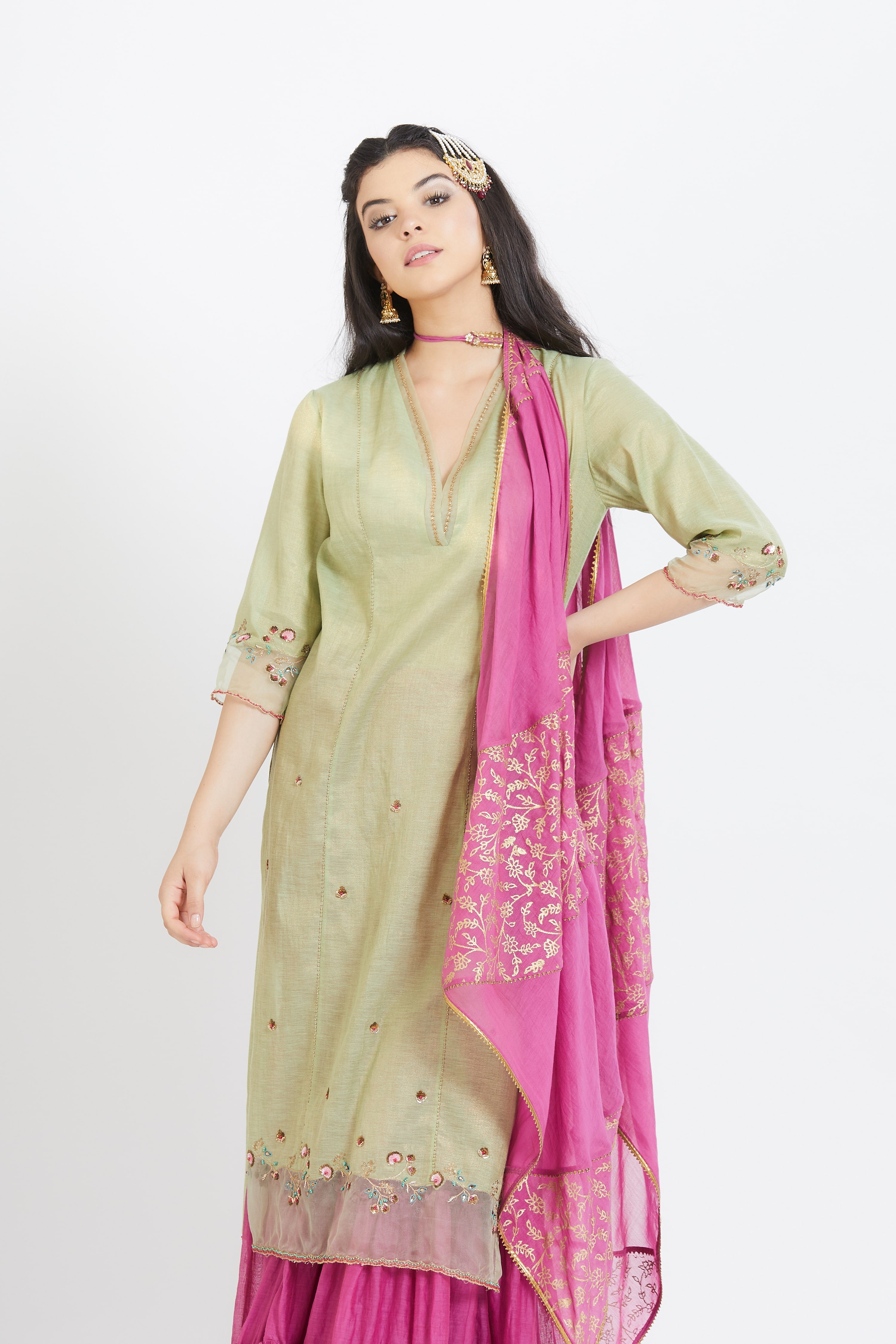Jade Sequins Gathered Kurta Set