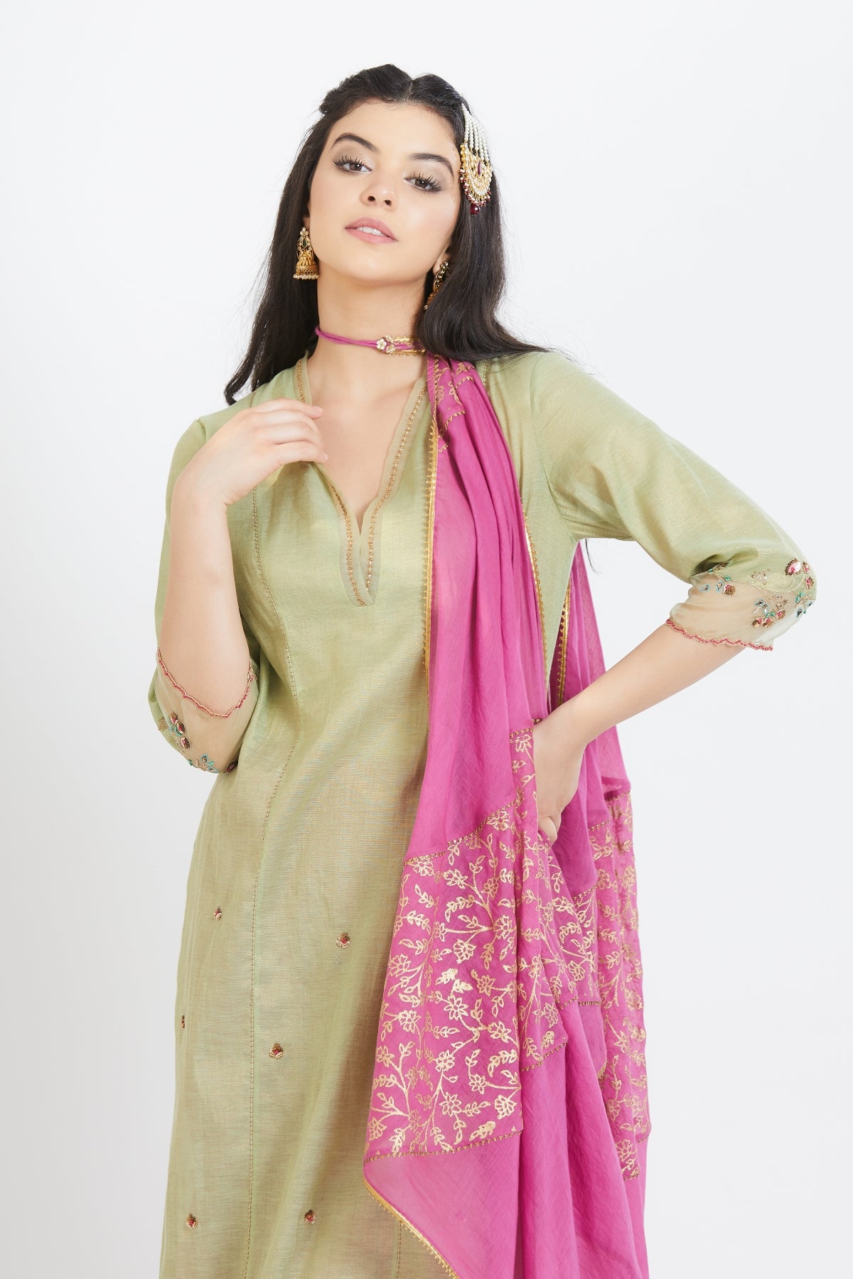 Jade Sequins Gathered Kurta Set
