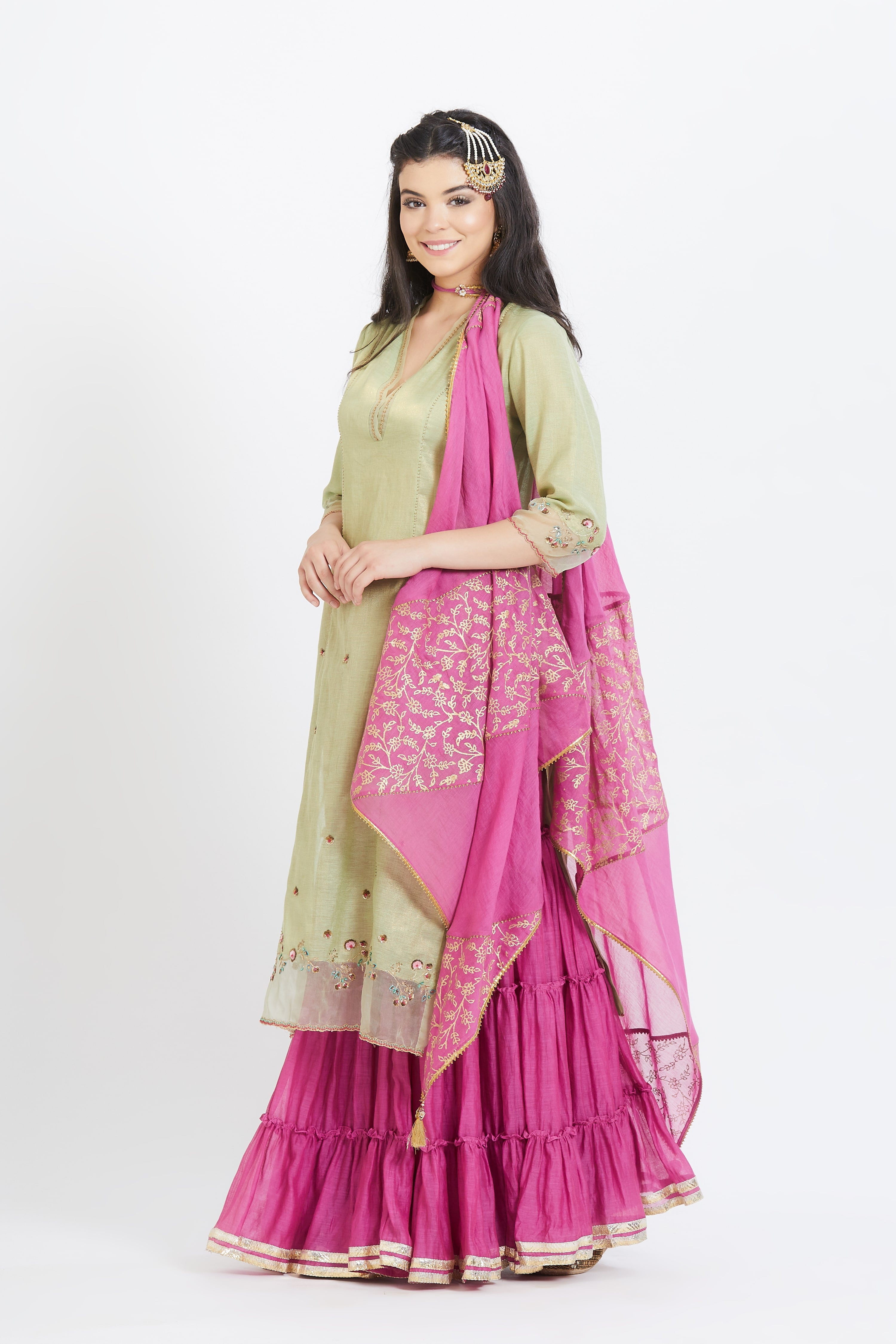 Jade Sequins Gathered Kurta Set