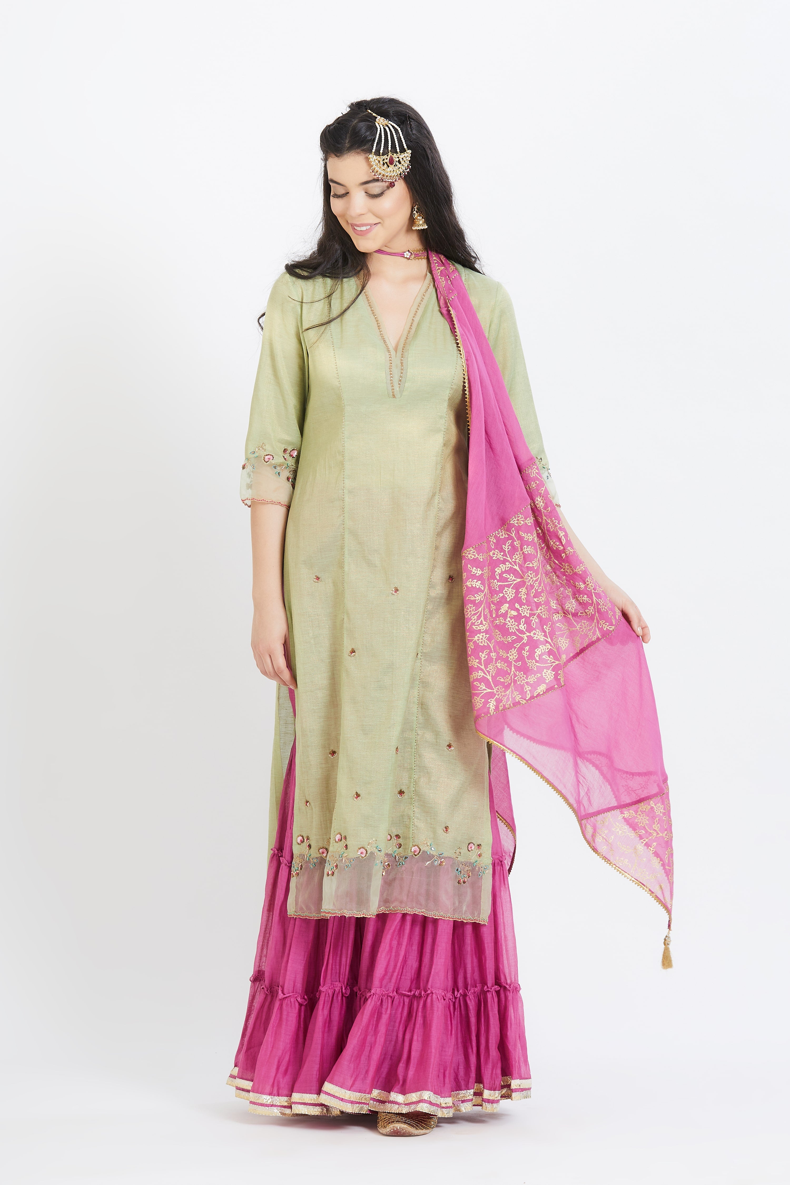Jade Sequins Gathered Kurta Set
