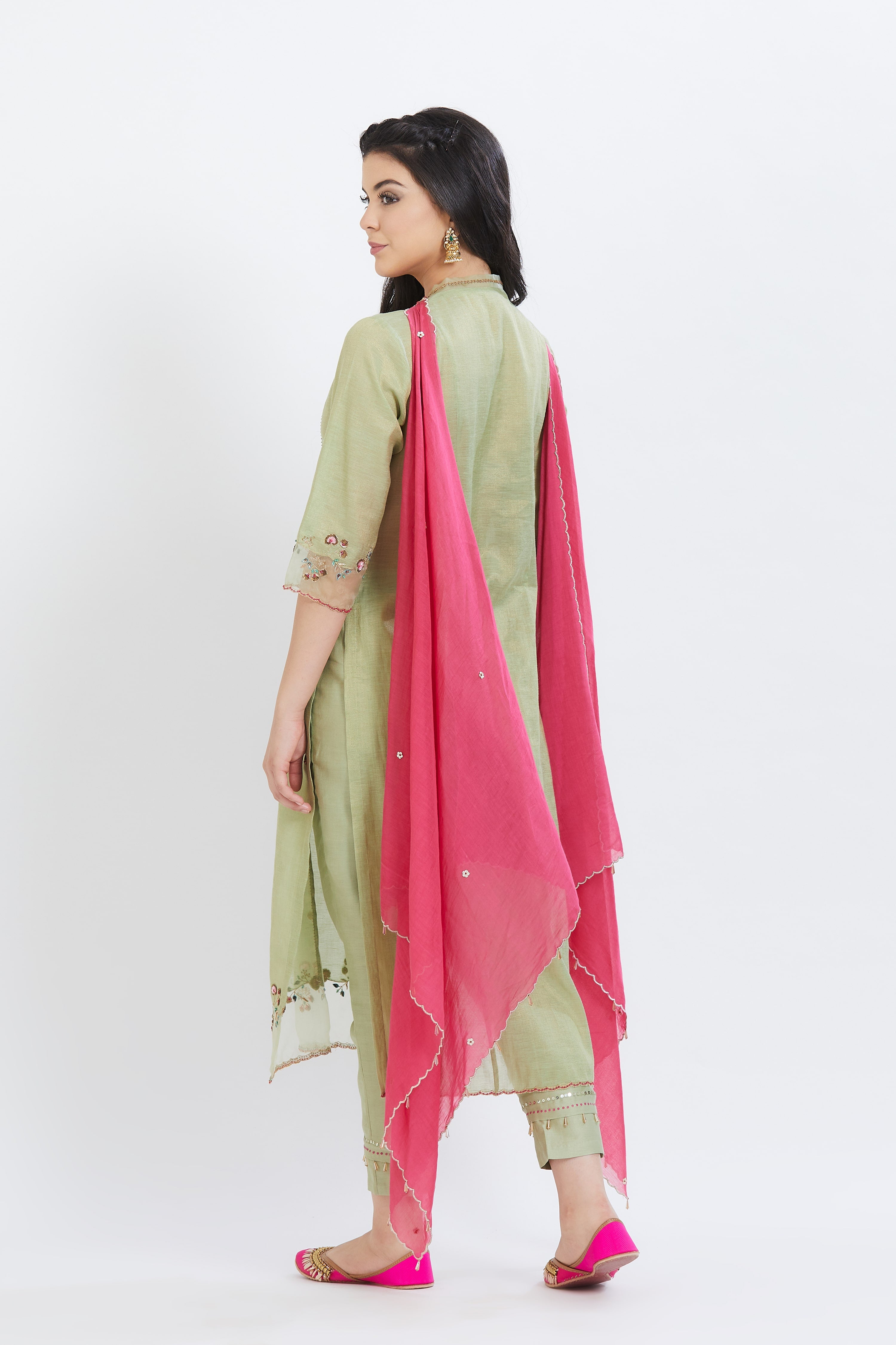 Green Gota Sequins Kurta Set
