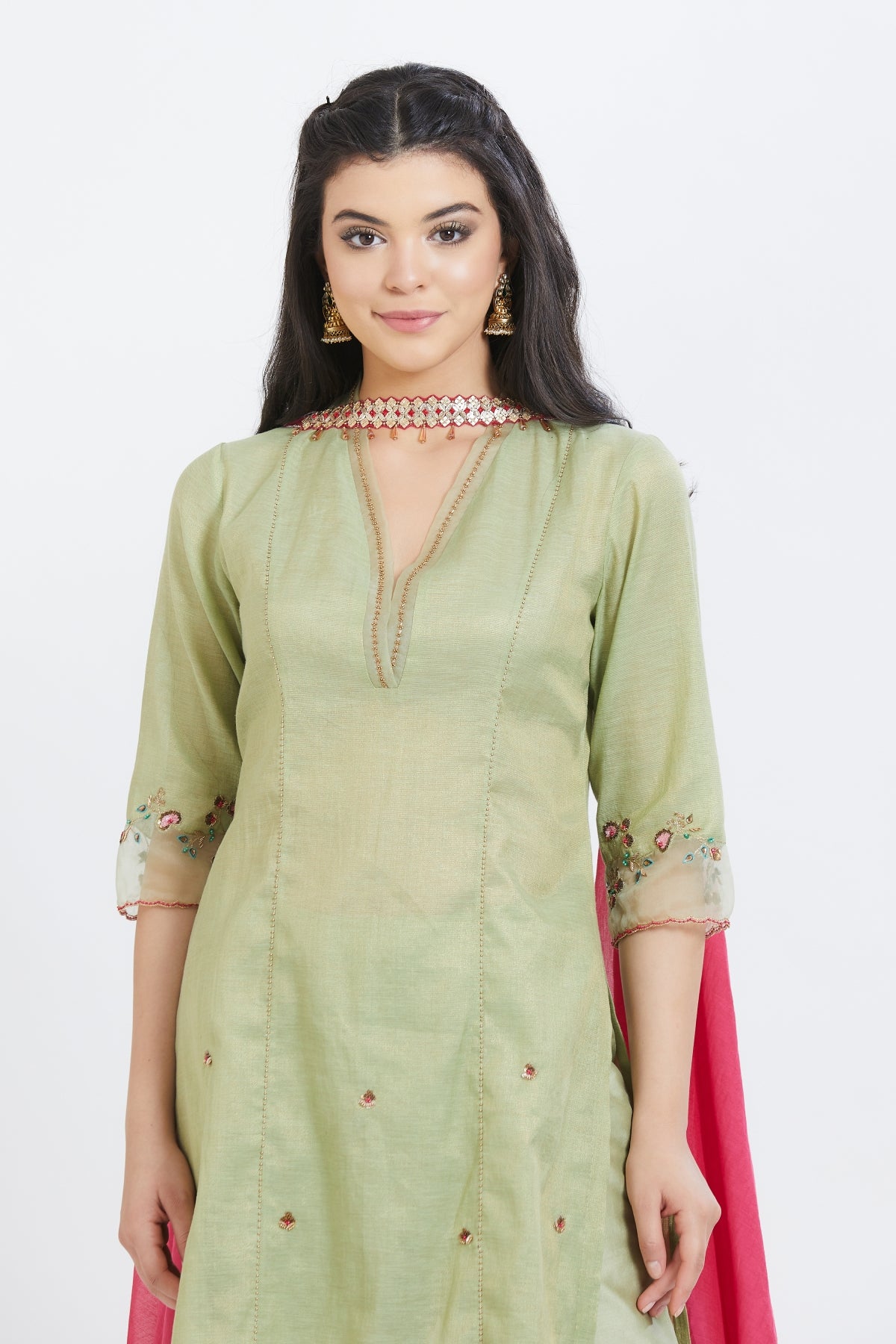 Green Gota Sequins Kurta Set