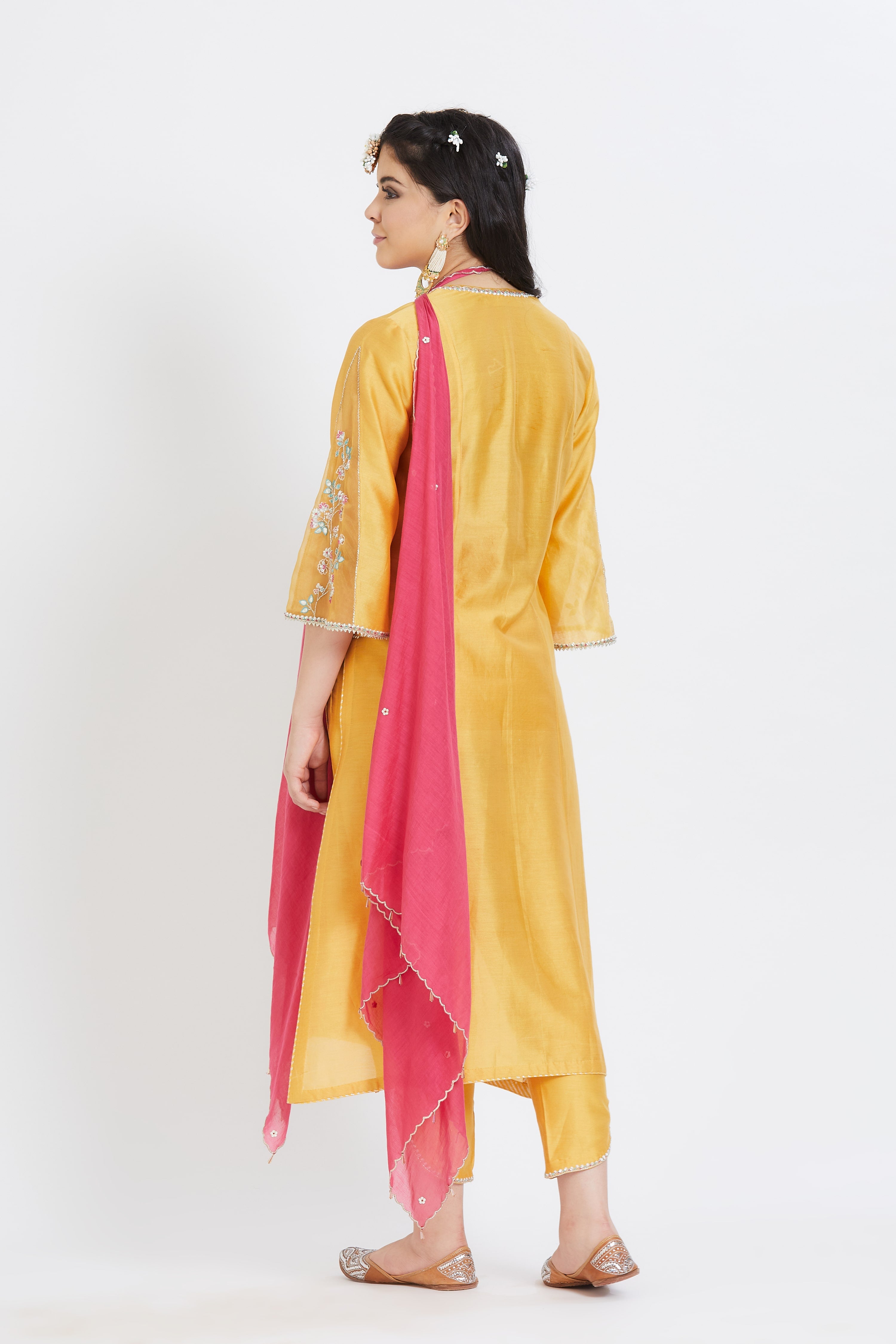 Yellow Gota Sequins Kurta Set