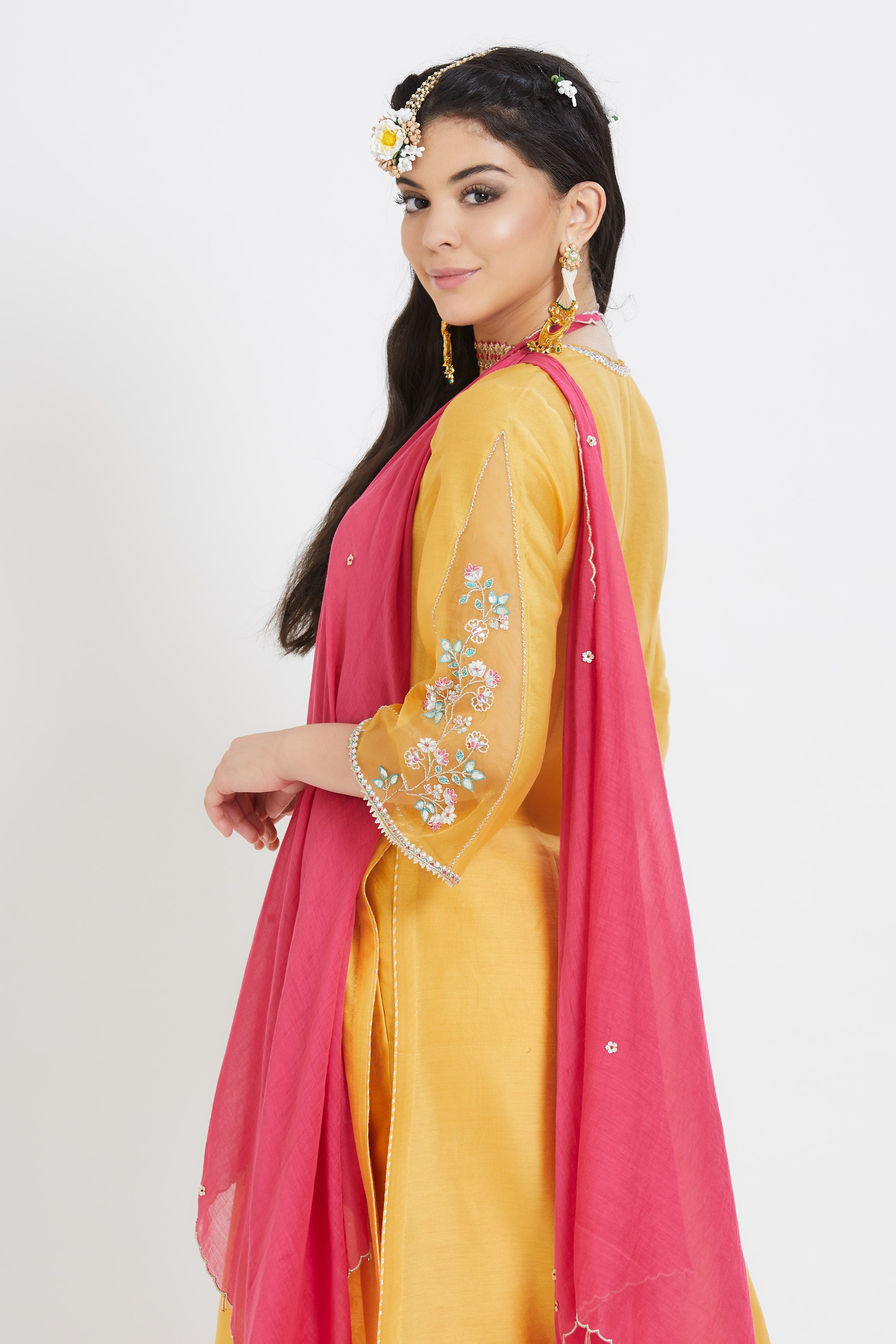 Yellow Gota Sequins Kurta Set