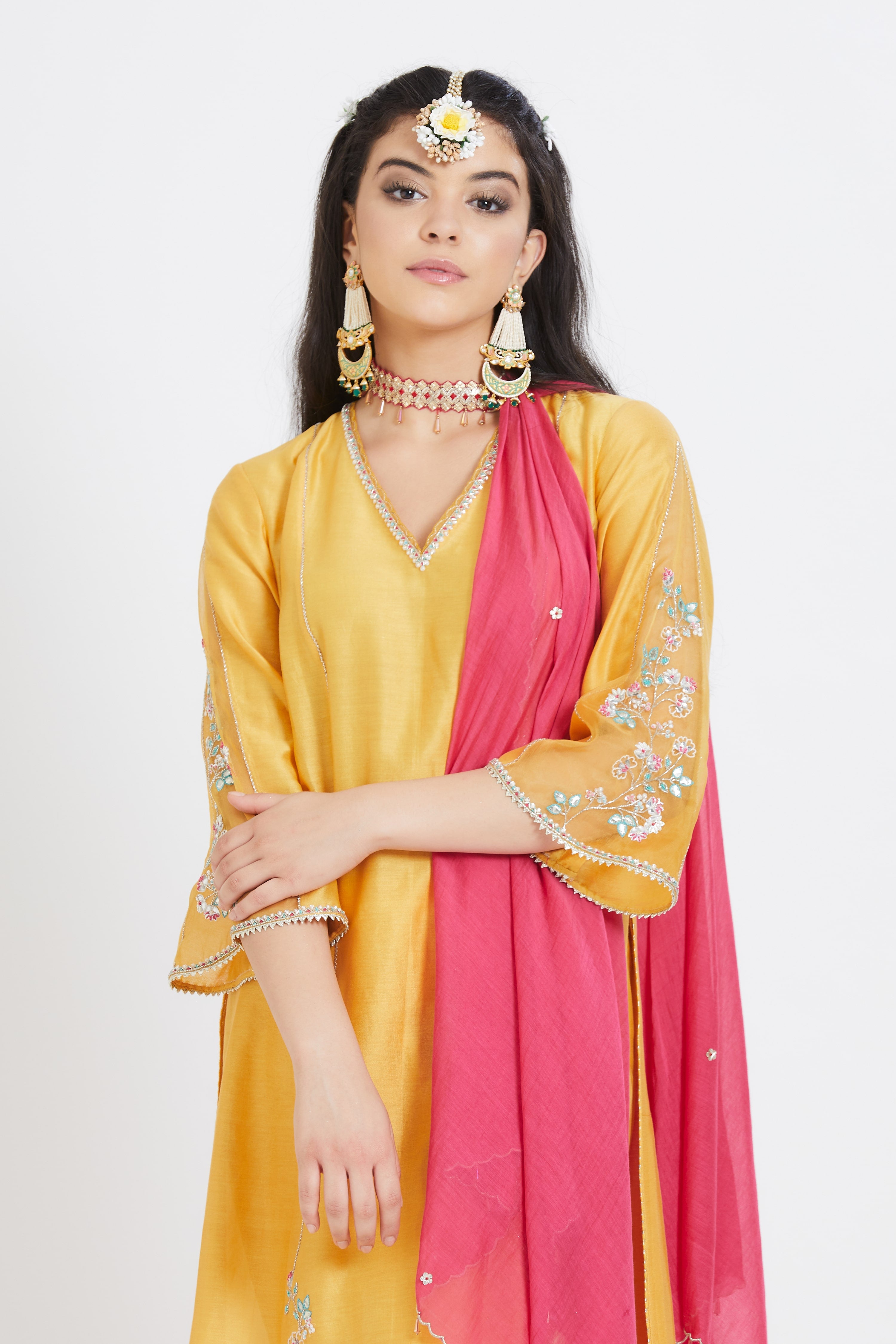 Yellow Gota Sequins Kurta Set