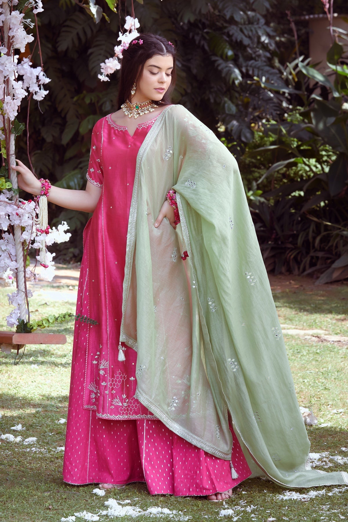 Buy Mirrorwork Sharara Set by Mandira Wirk