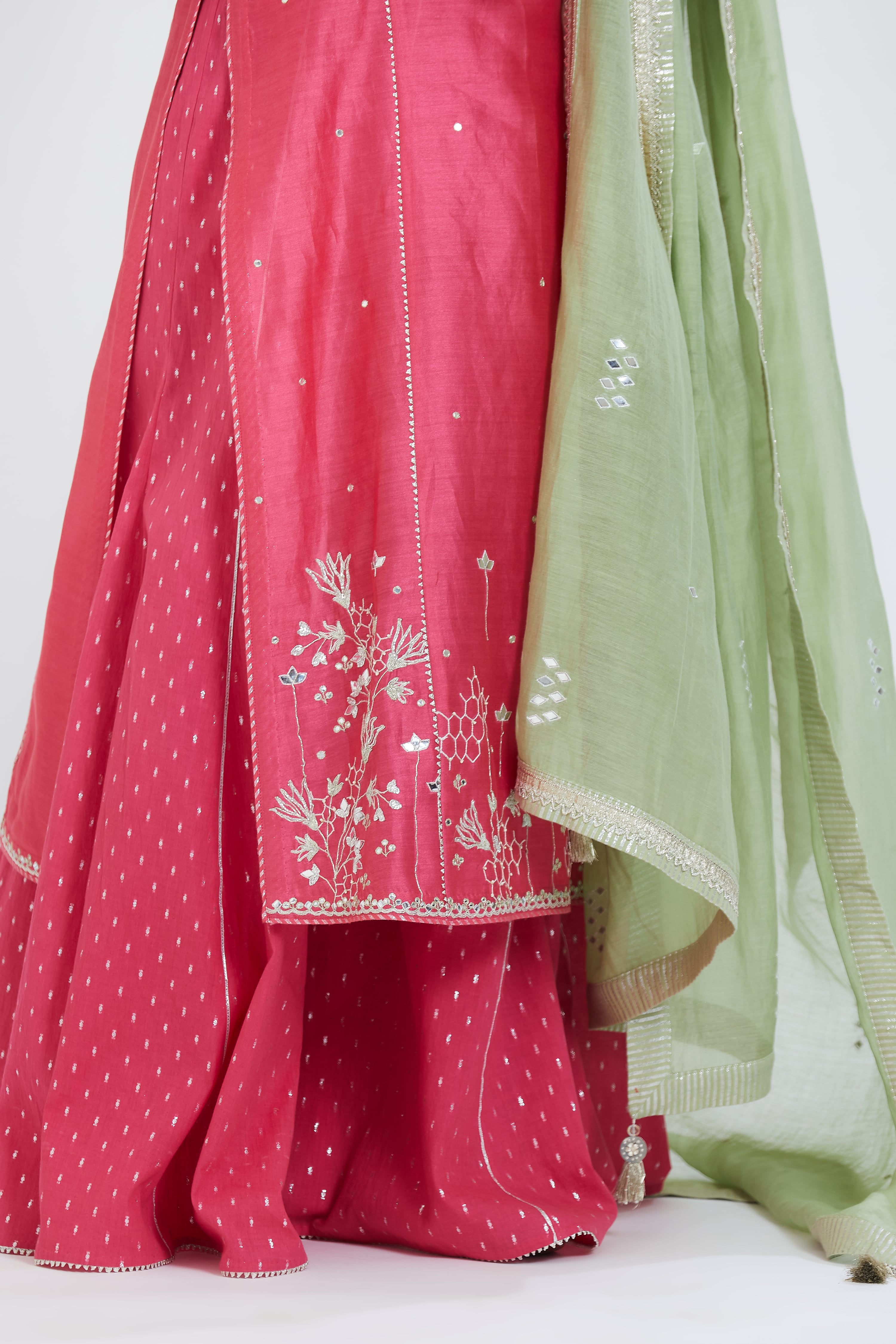 Pink Chanderi Mirror Sharara Set