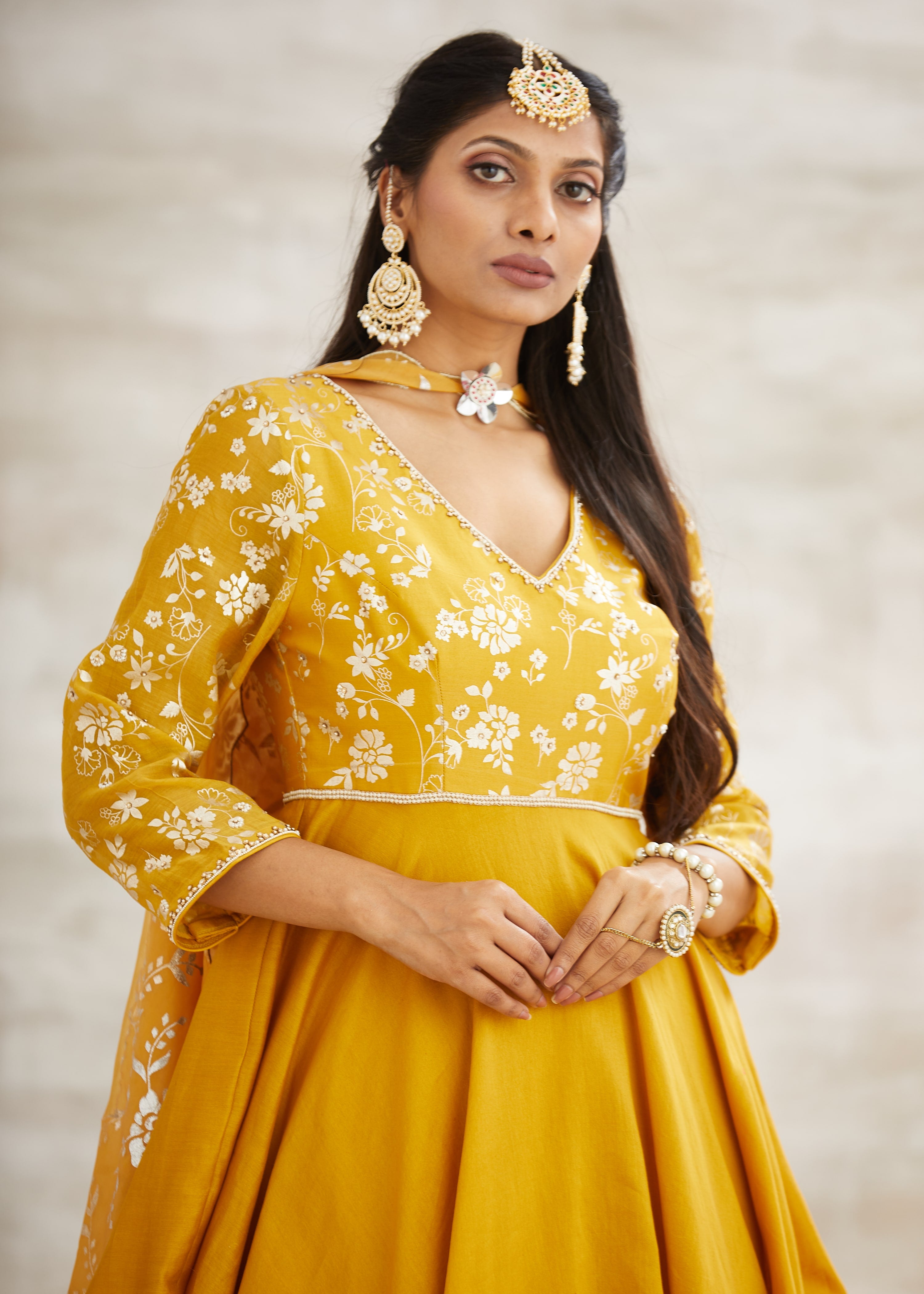 Mustard Foil Print Kalidar Set