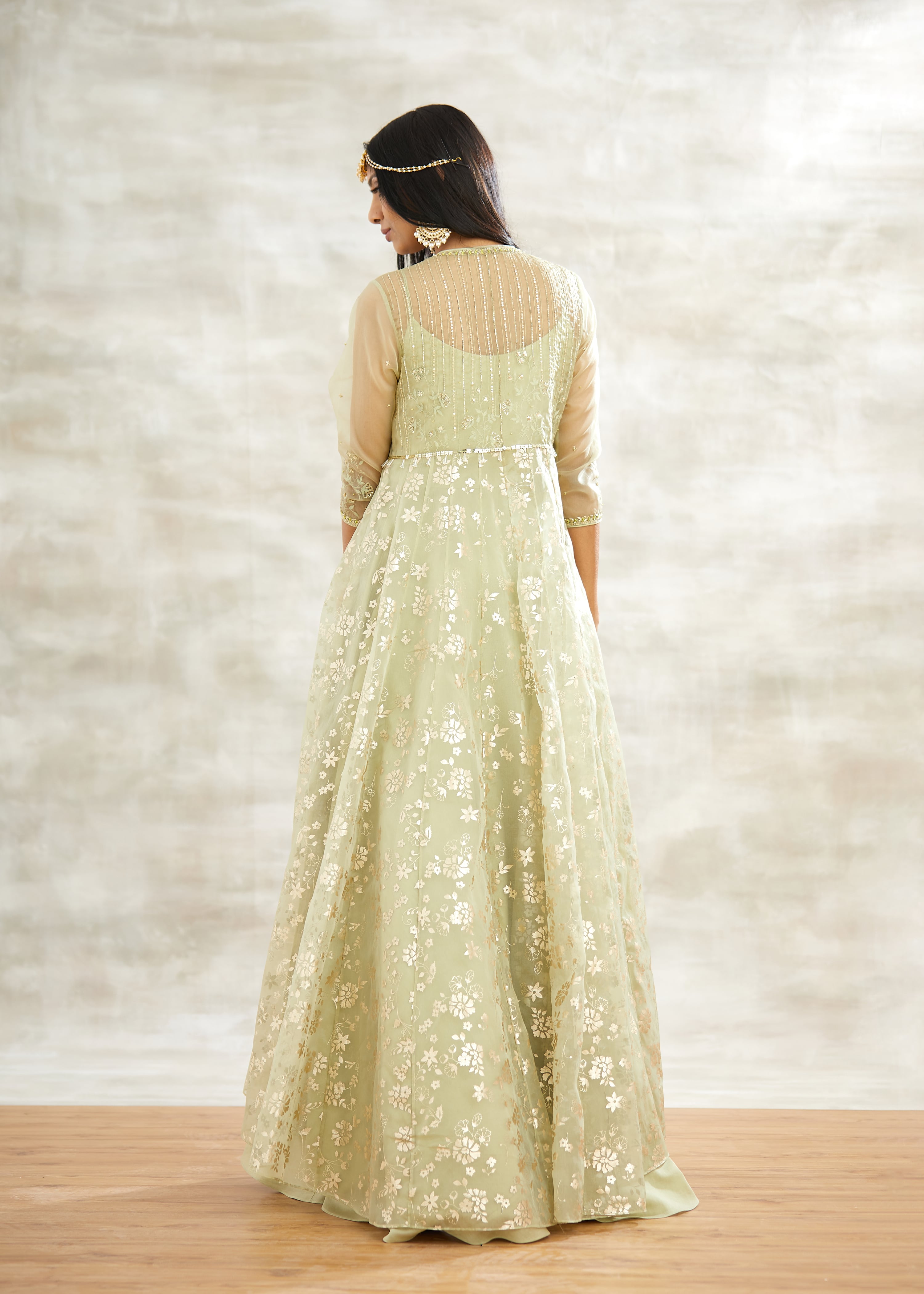 Foil Print Jacket Gown