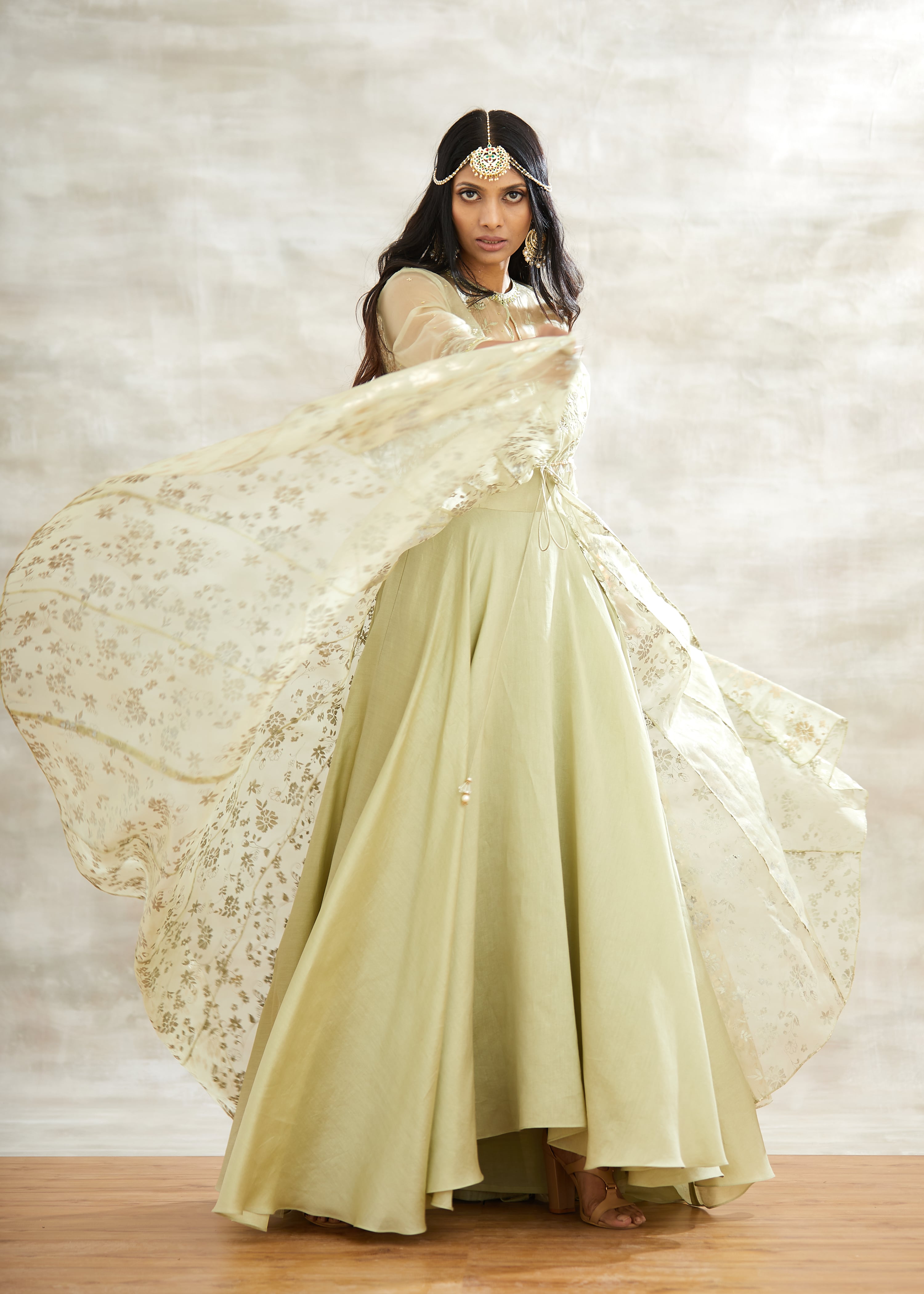 Foil Print Jacket Gown