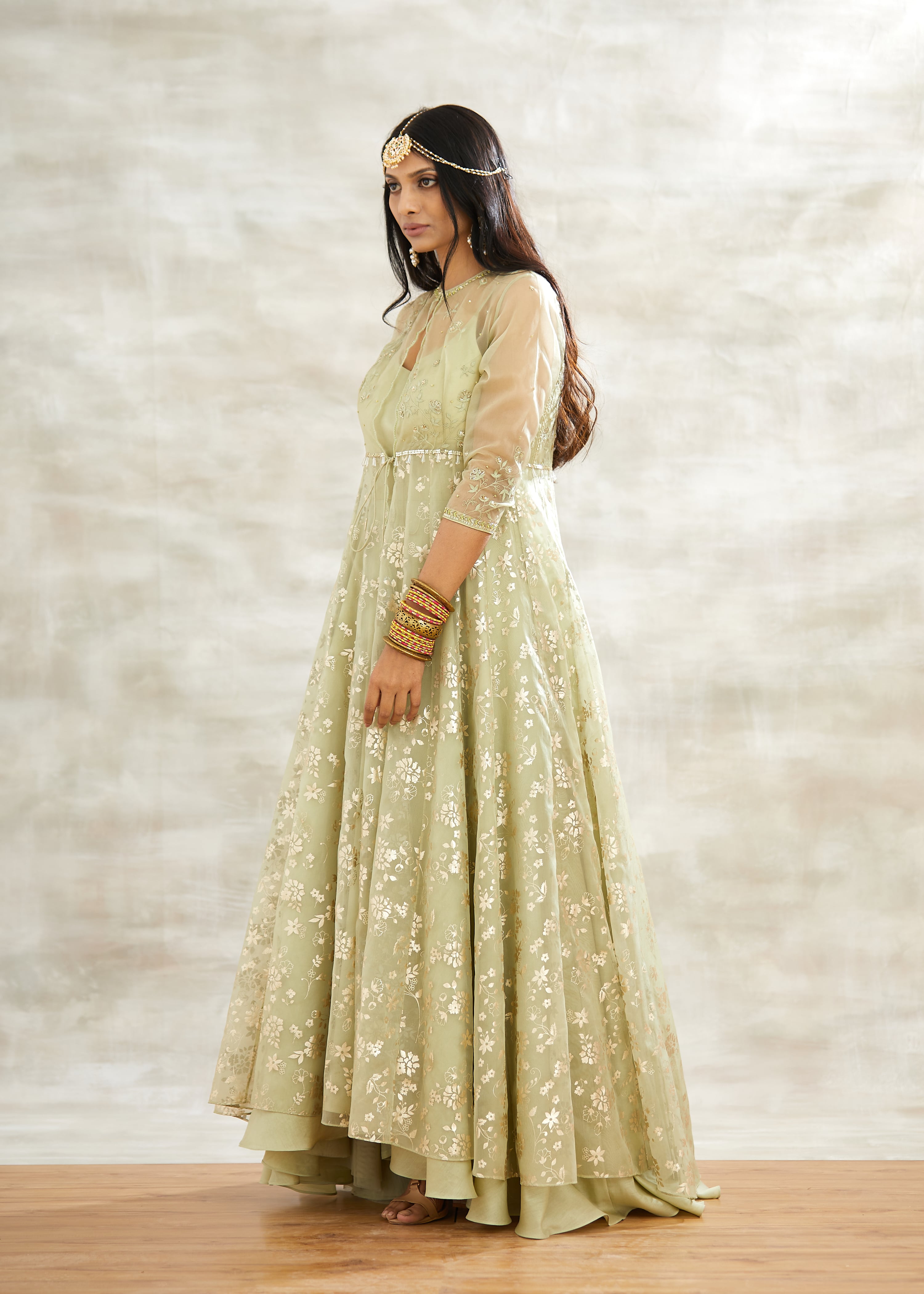 Foil Print Jacket Gown