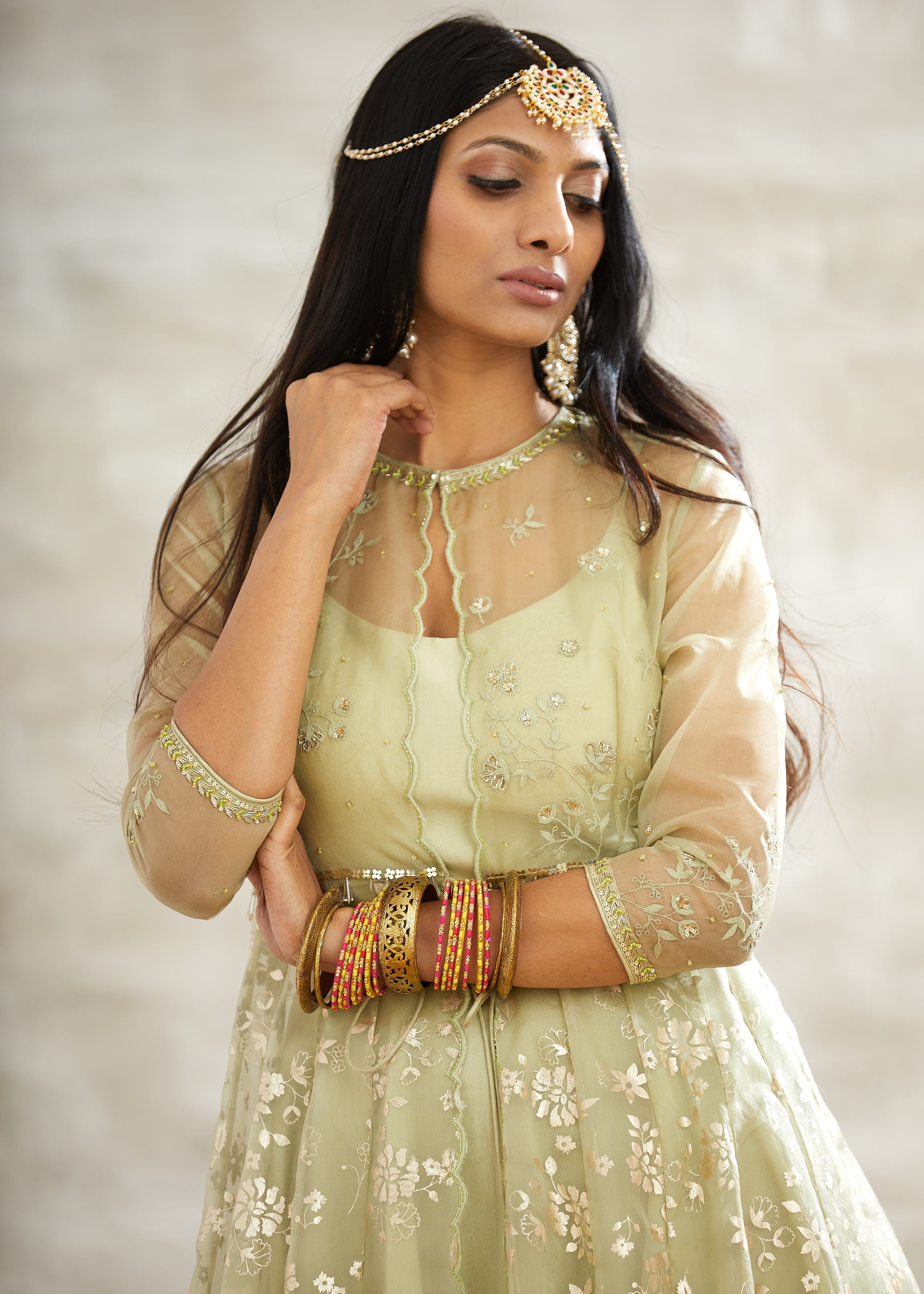 Foil Print Jacket Gown