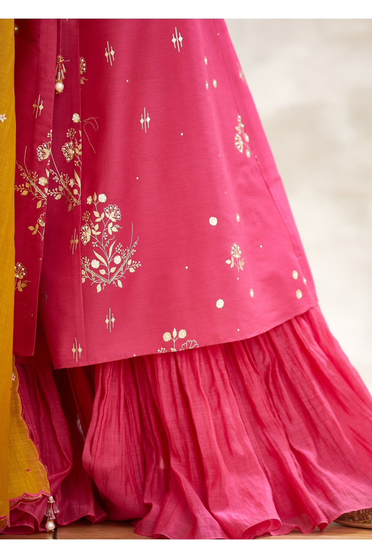 Pink Embroidered Angrakha Set