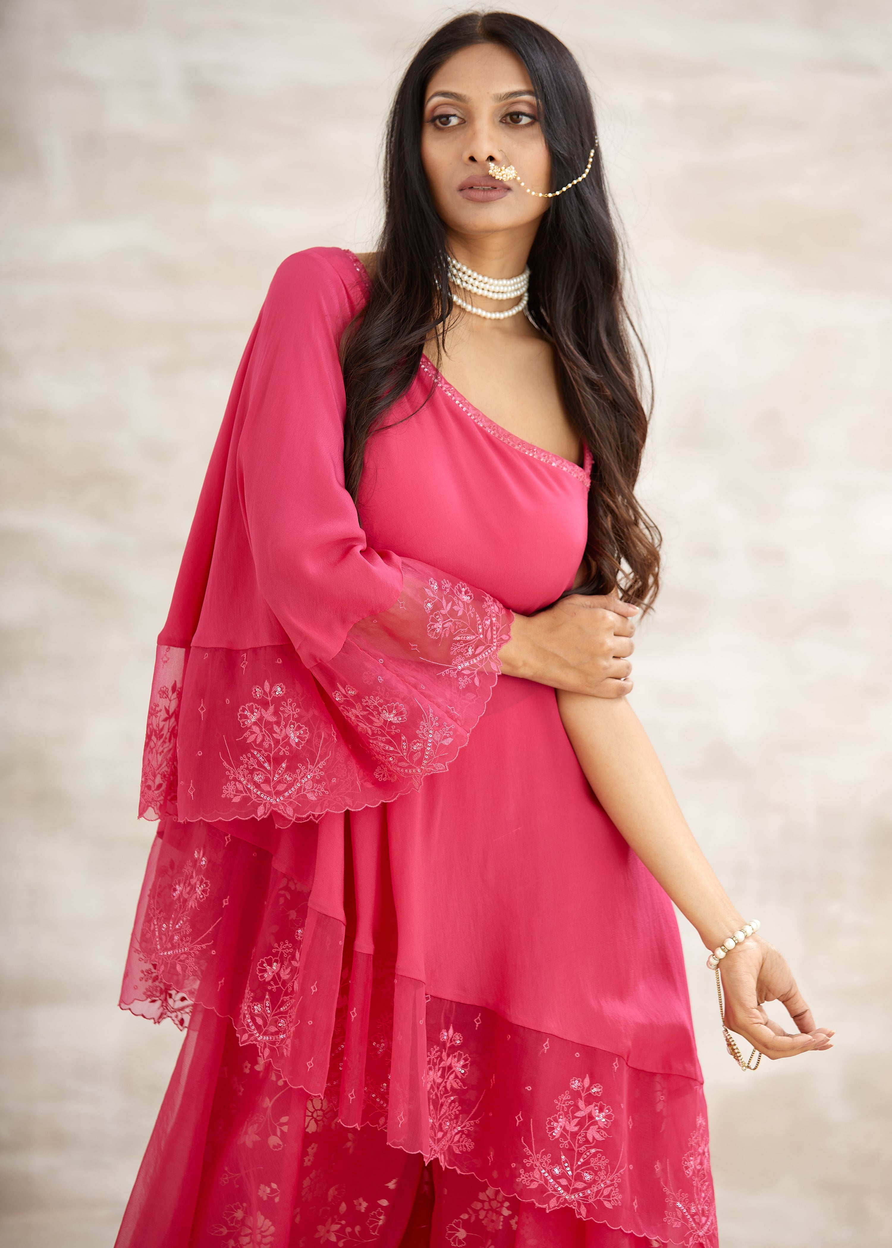 One Shoulder Layered Tunic Set