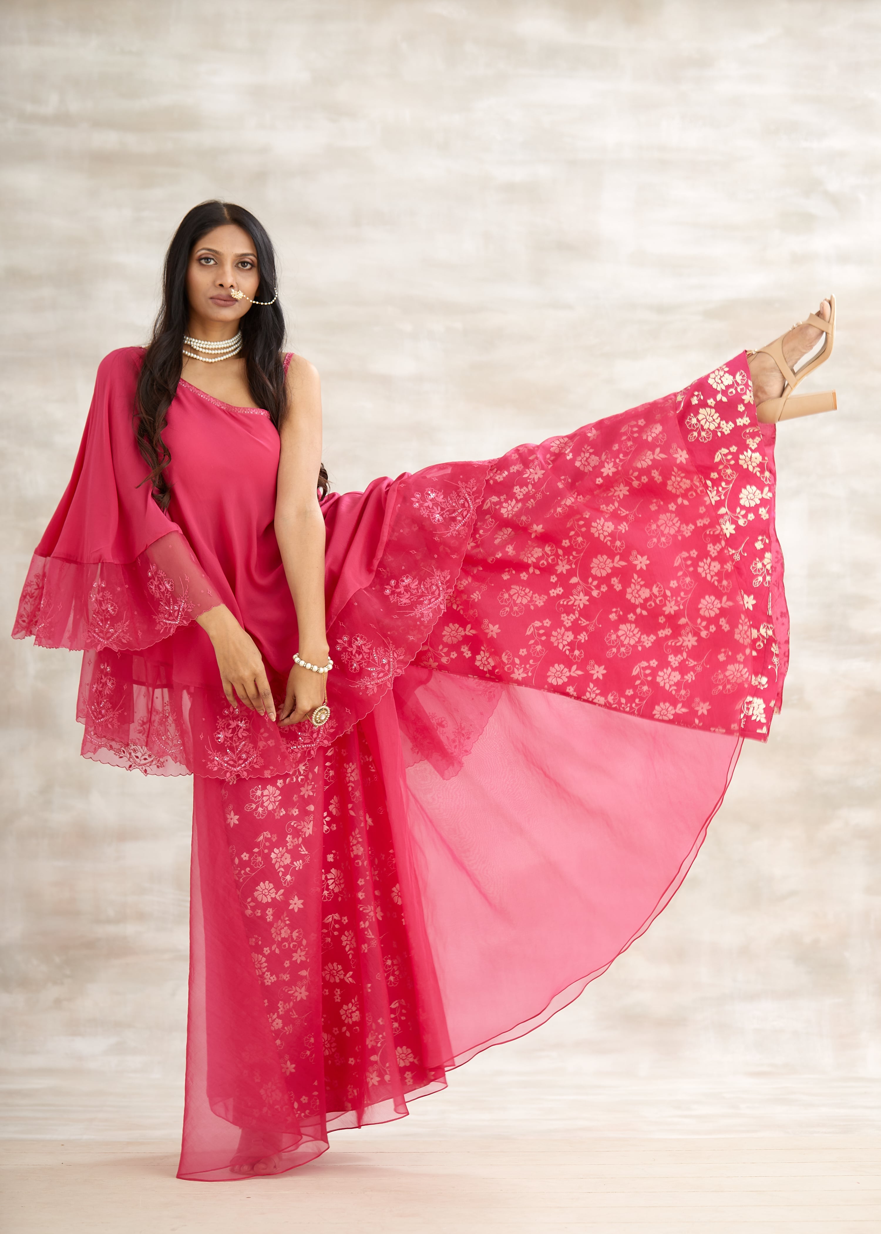 One Shoulder Layered Tunic Set