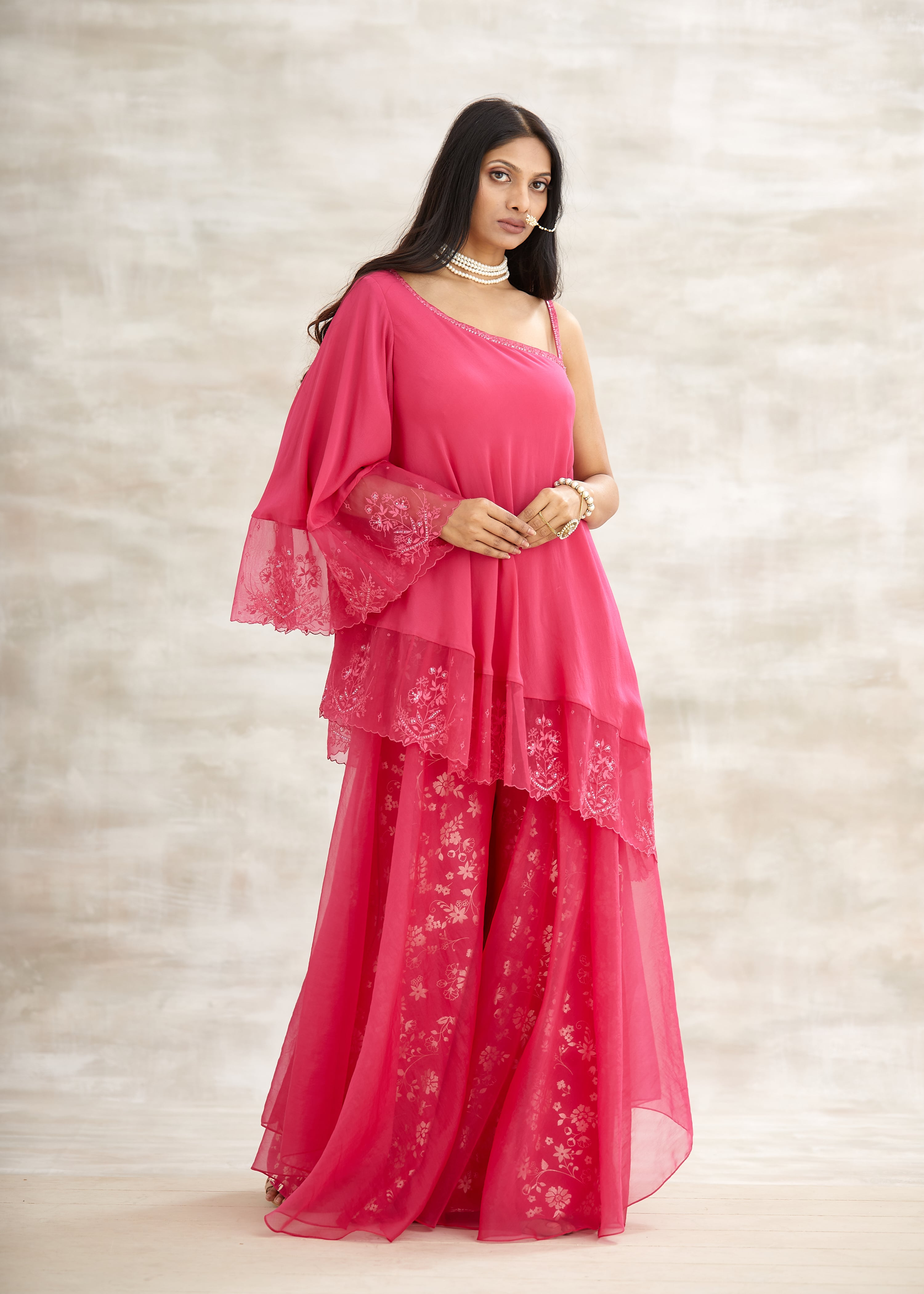 One Shoulder Layered Tunic Set