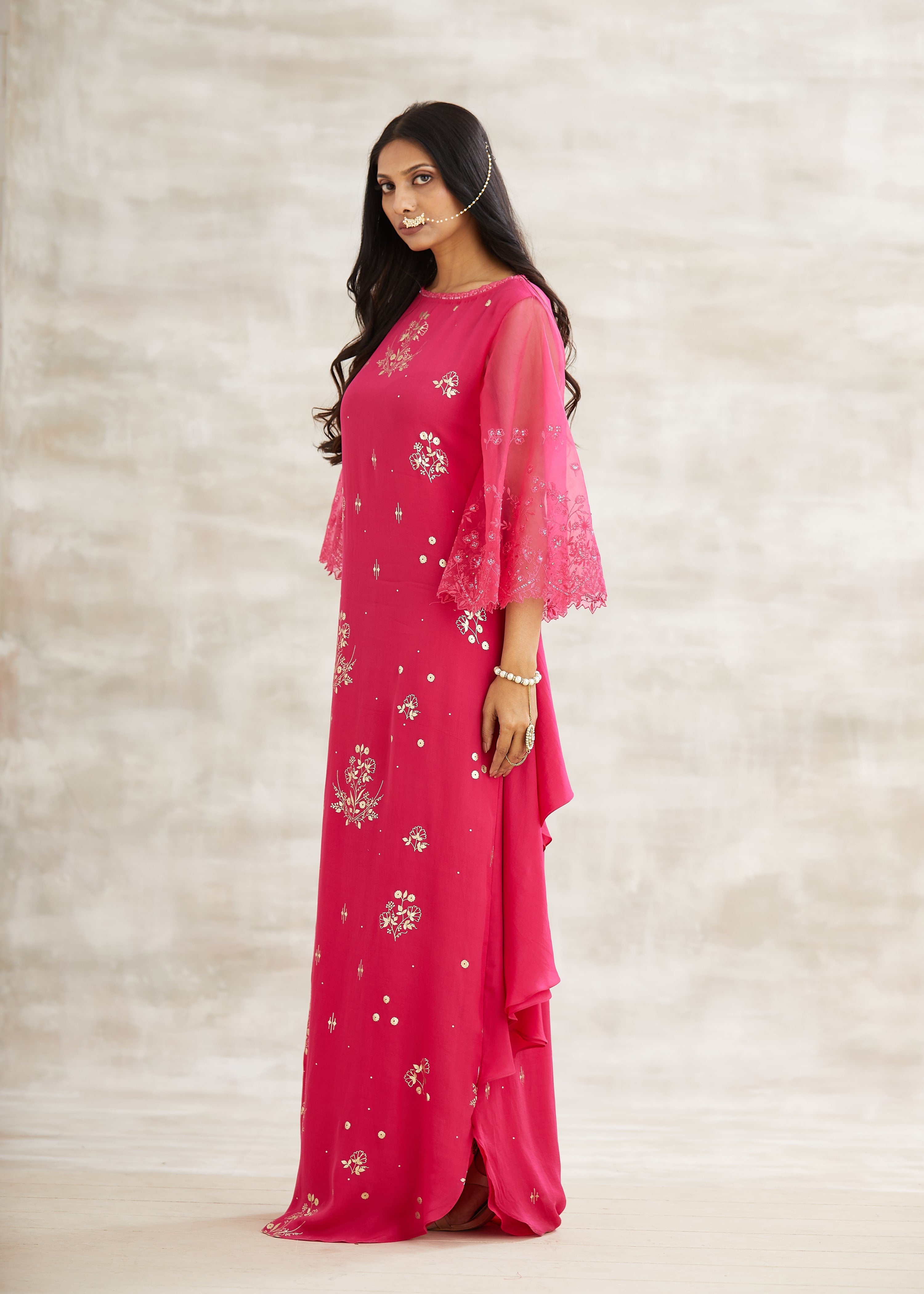 Pink Embroidered Dress Gown