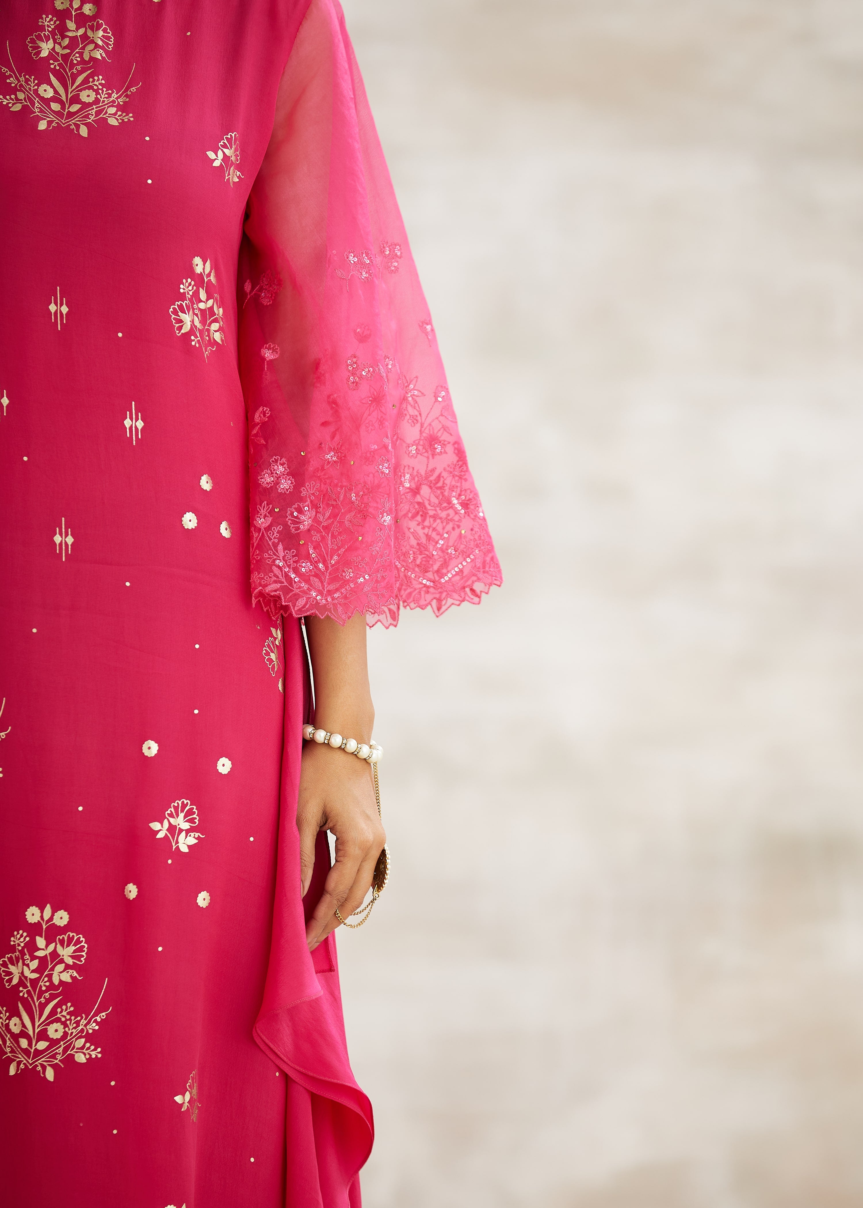 Pink Embroidered Dress Gown